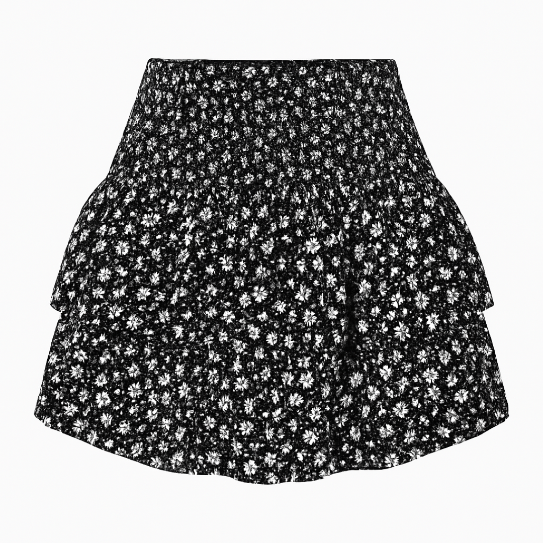 Savannah | Minigonna boho con vita alta - Fiore nero - Bestsellers Broeken Dames - Concept Palermo
