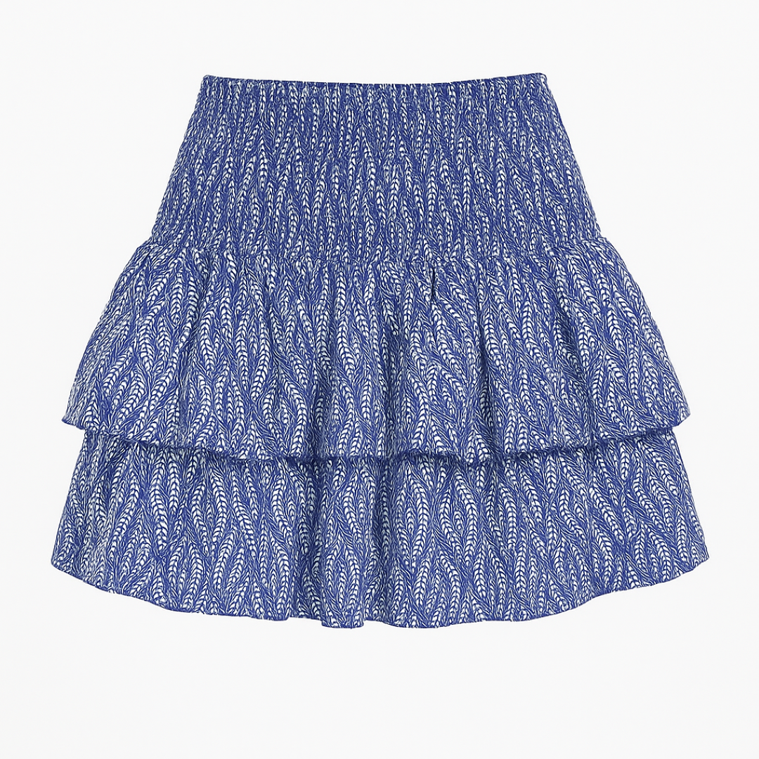 Savannah | Minigonna boho con vita alta - Foglie blu scuro - Bestsellers Broeken Dames - Concept Palermo
