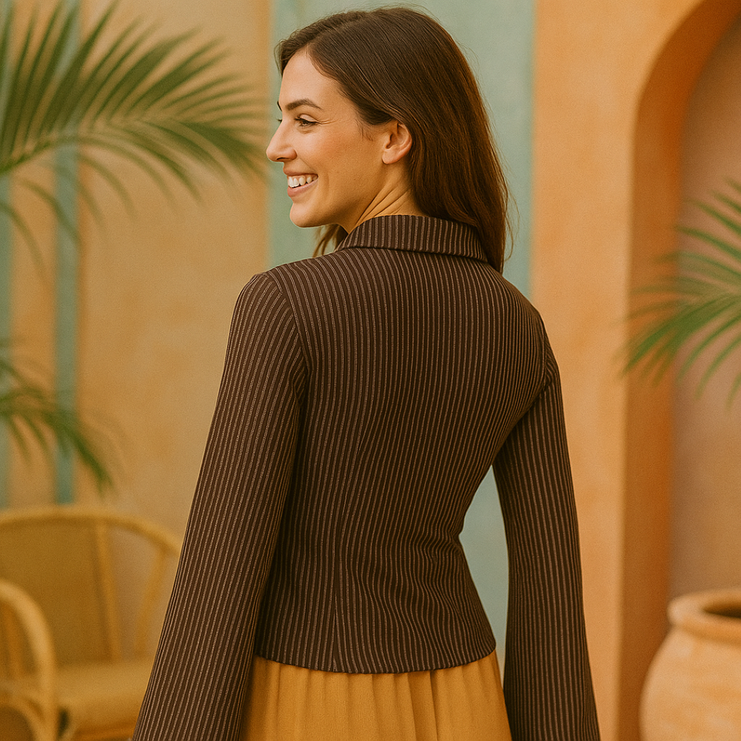Katia | Camicetta aderente a righe con maniche svasate - - Bestsellers Blouse Dames Kleding - Concept Palermo