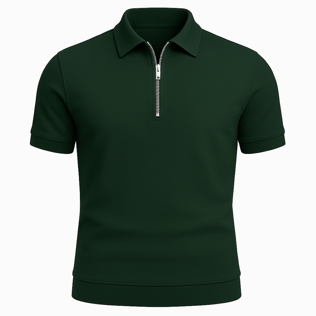 Ruben | Zip Polo – Linea pulita e taglio moderno - Verde - heren Heren kleding newfarro oud shirts & polos - Concept Palermo