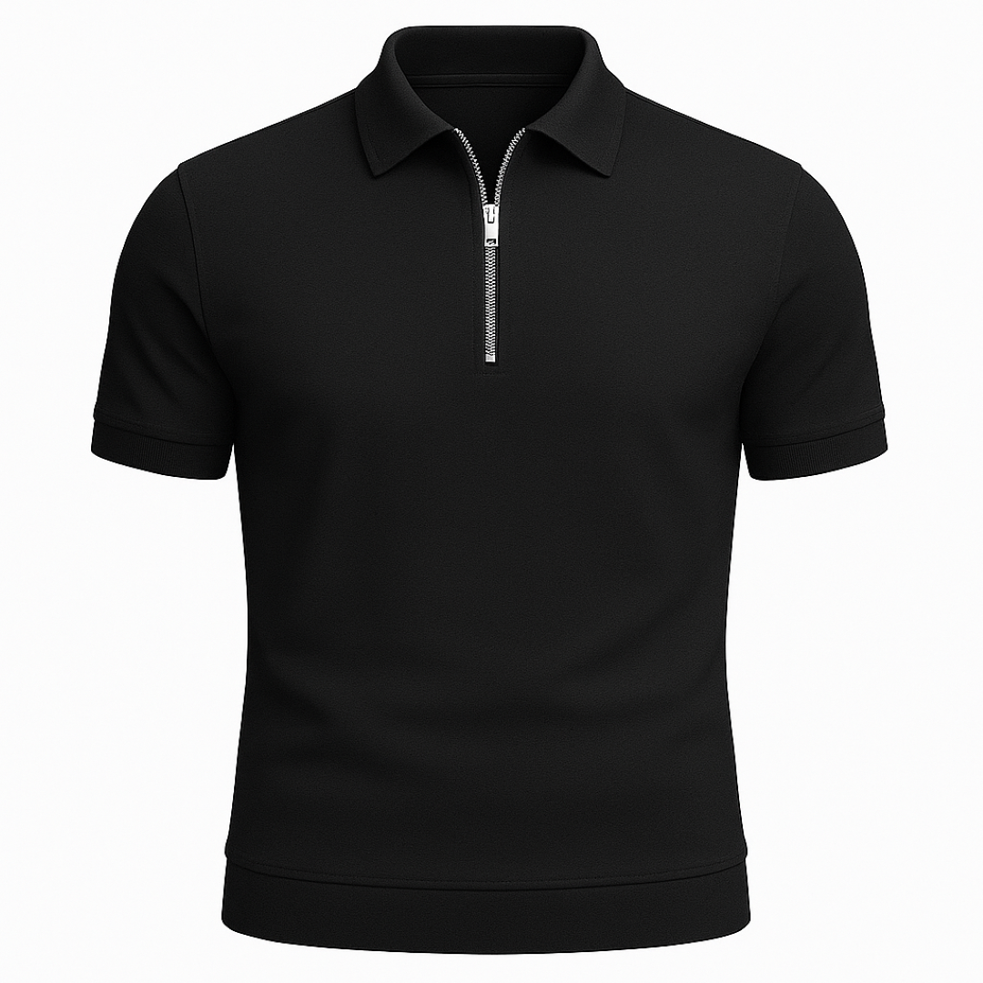 Ruben | Zip Polo – Linea pulita e taglio moderno - Nero - heren Heren kleding newfarro oud shirts & polos - Concept Palermo