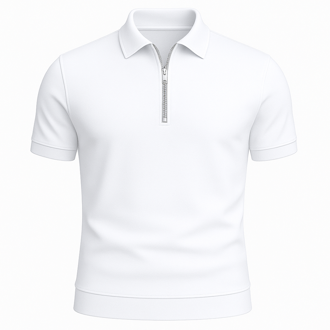 Ruben | Zip Polo – Linea pulita e taglio moderno - Bianco - heren Heren kleding newfarro oud shirts & polos - Concept Palermo