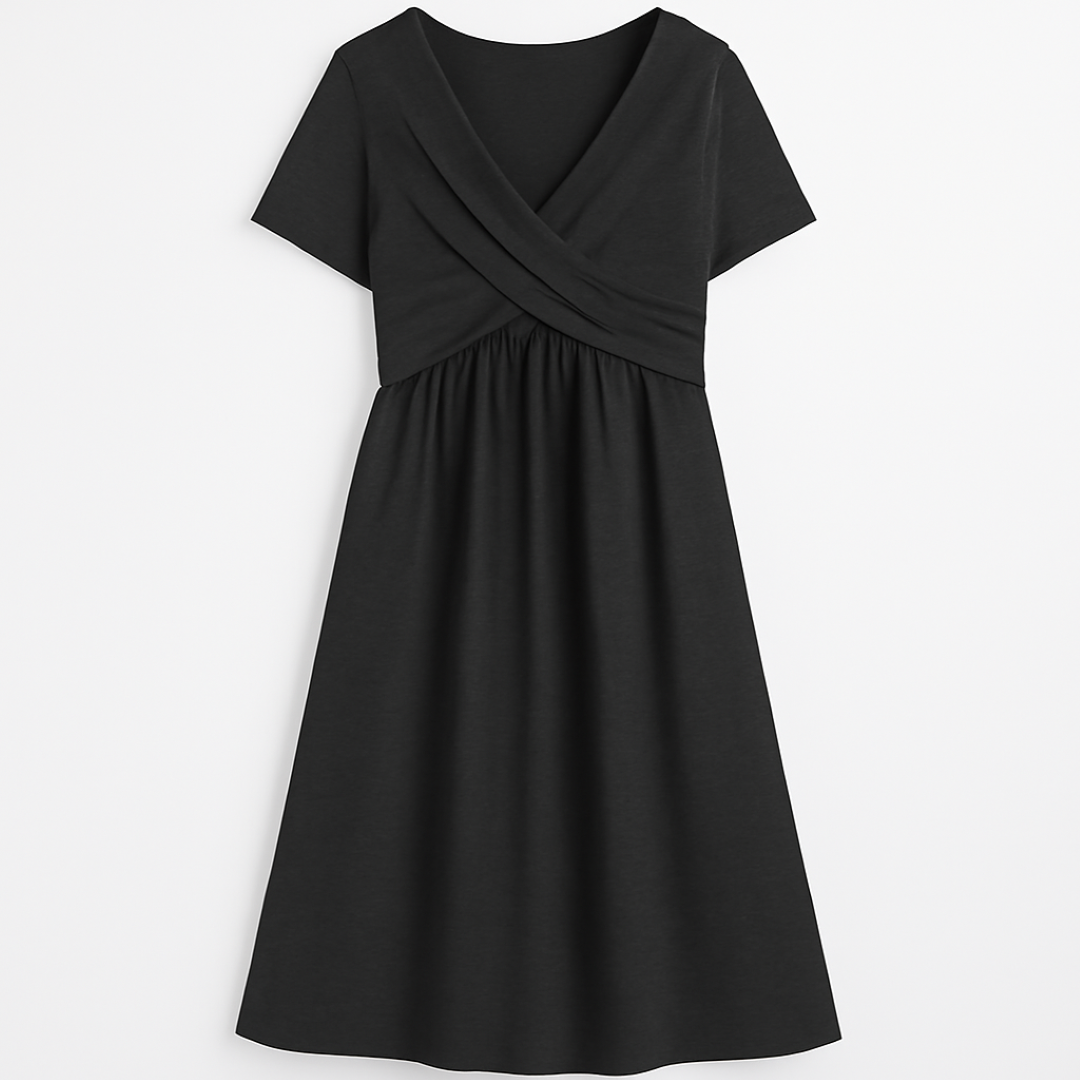 Dalia | Abito avvolgente rilassato: eleganza semplice per ogni occasione - Nera - casual dresses DRESS Dresses female dress Maxi Dresses Mini Dresses - Concept Palermo