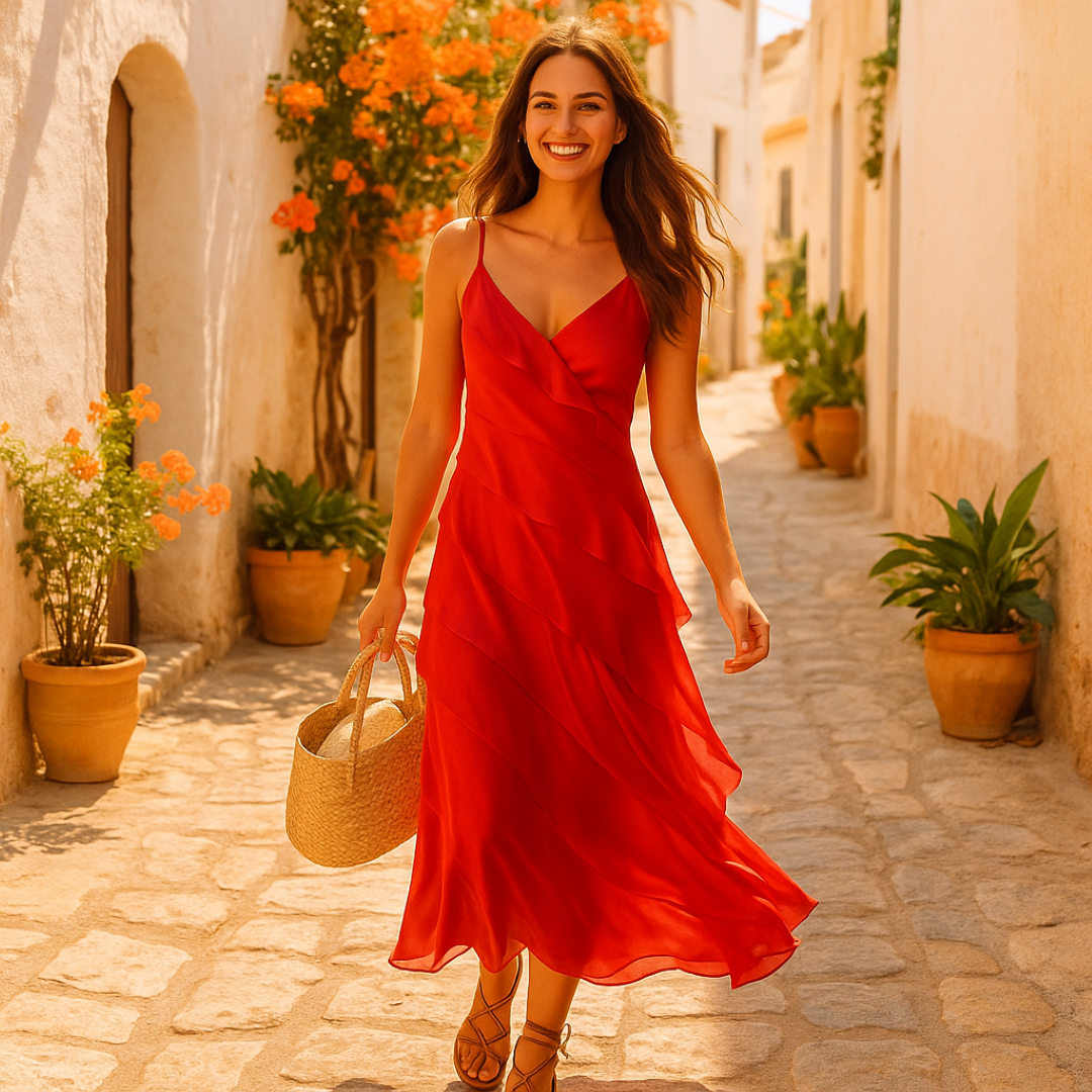 Grace | Abito lungo con spalline sottili e volant a strati - - DRESS Dresses female dress Maxi Dresses Mini Dresses - Concept Palermo