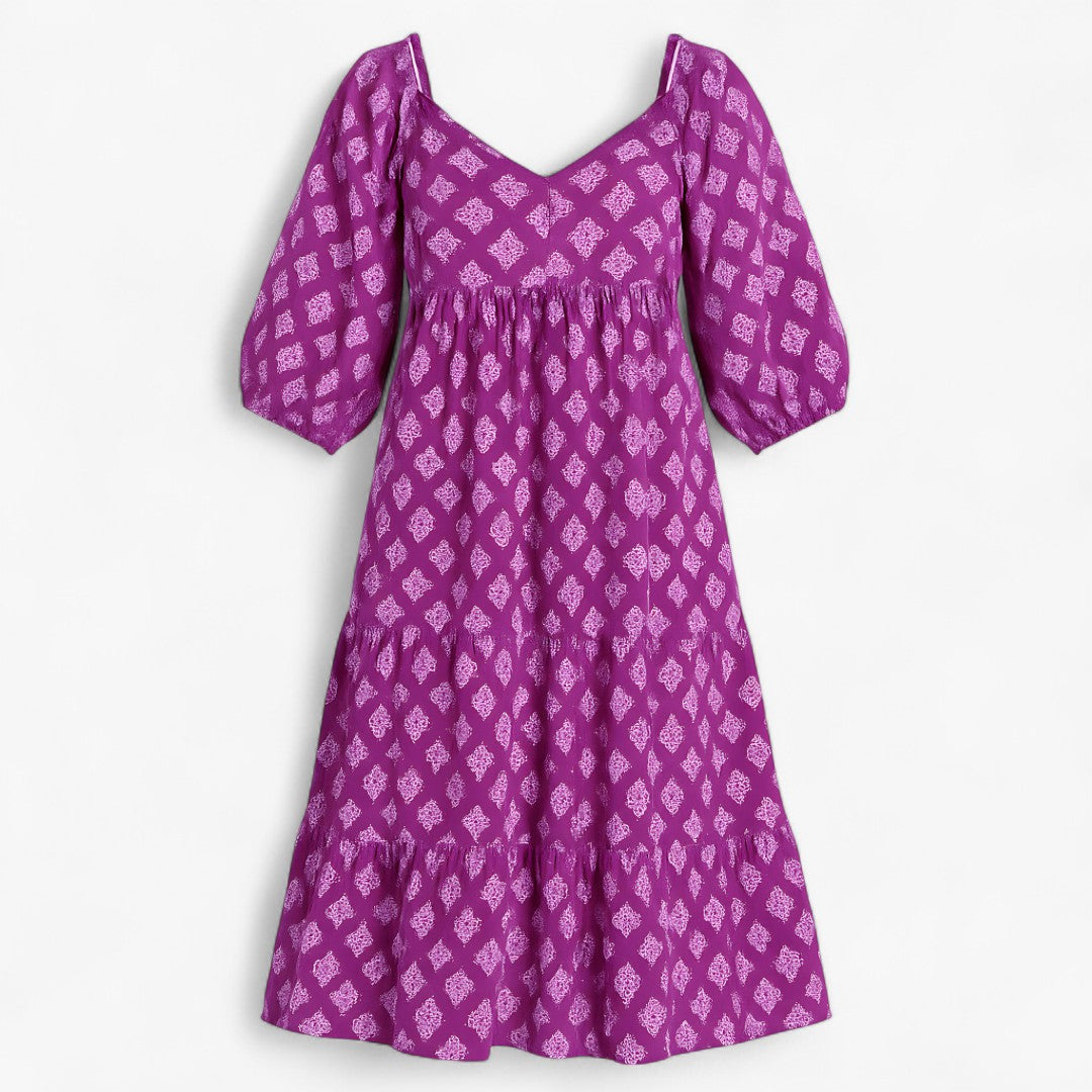 Lara | Abito lungo boho da tutti i giorni con stampa discreta - Porpora - casual dresses DRESS Dresses female dress Maxi Dresses Mini Dresses - Concept Palermo
