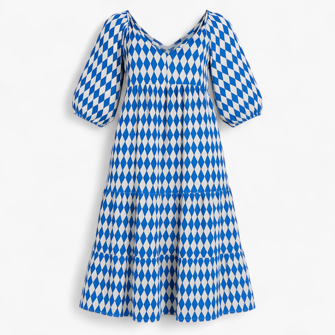 Lara | Abito lungo boho da tutti i giorni con stampa discreta - Azzurro - casual dresses DRESS Dresses female dress Maxi Dresses Mini Dresses - Concept Palermo