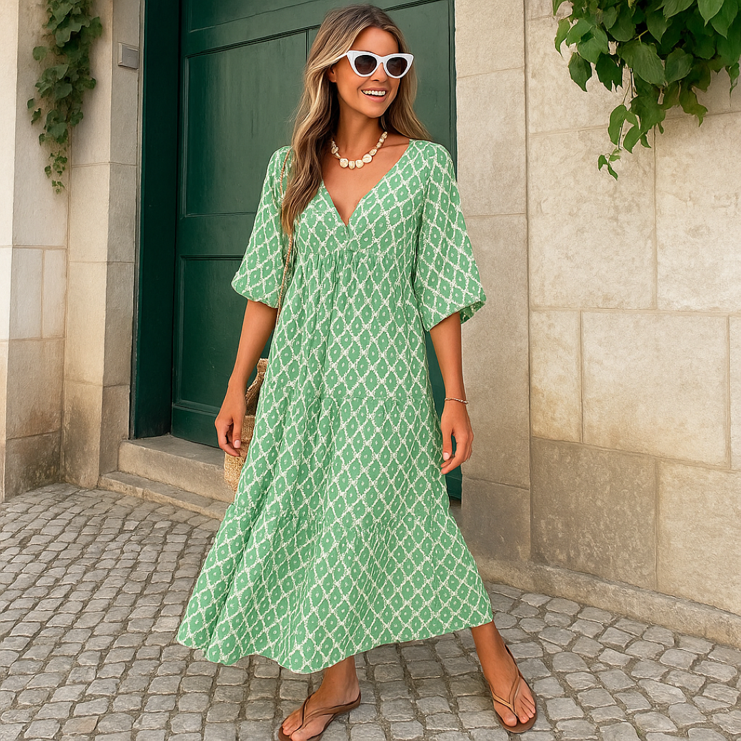 Lara | Abito lungo boho da tutti i giorni con stampa discreta - - casual dresses DRESS Dresses female dress Maxi Dresses Mini Dresses - Concept Palermo