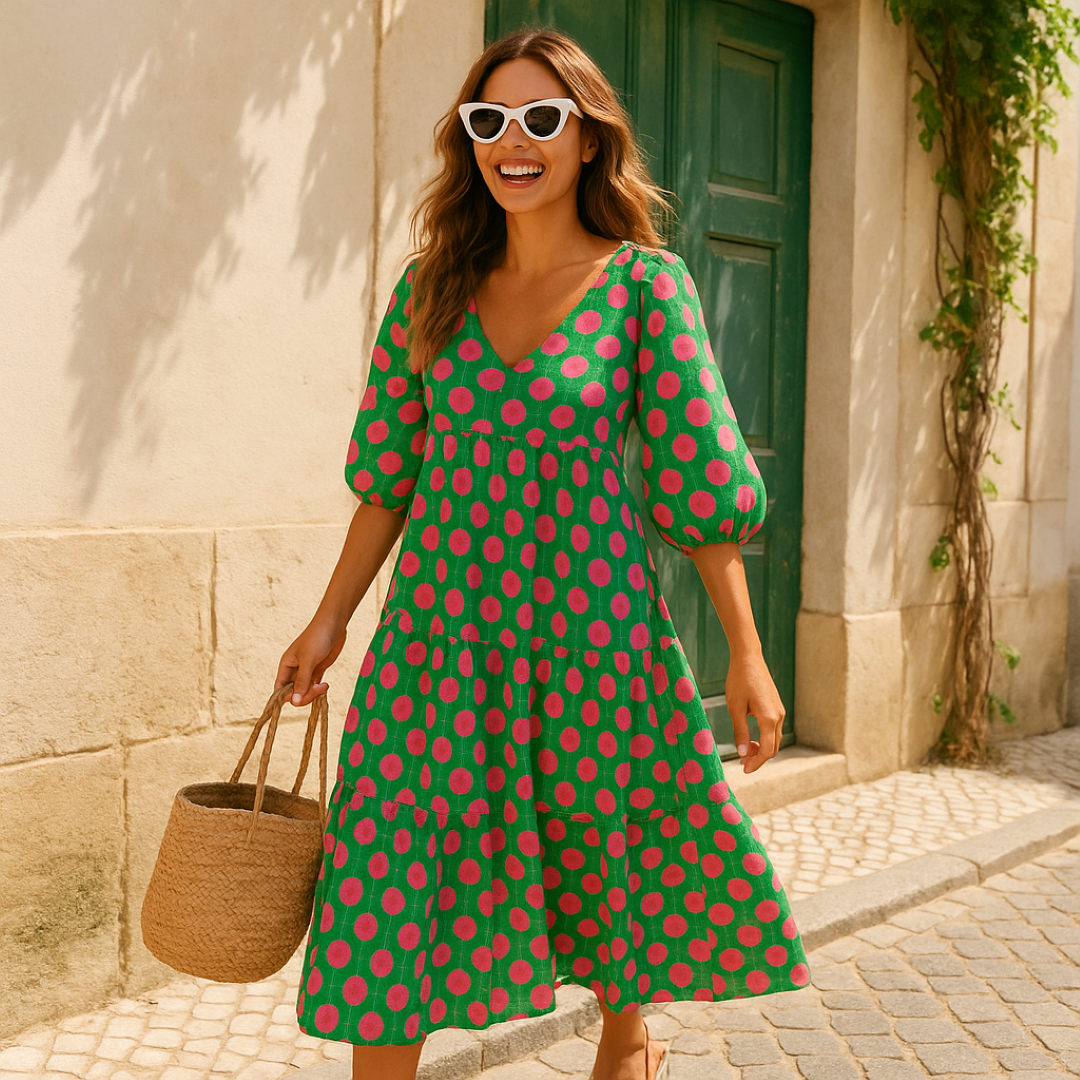 Lara | Abito lungo boho da tutti i giorni con stampa discreta - - casual dresses DRESS Dresses female dress Maxi Dresses Mini Dresses - Concept Palermo