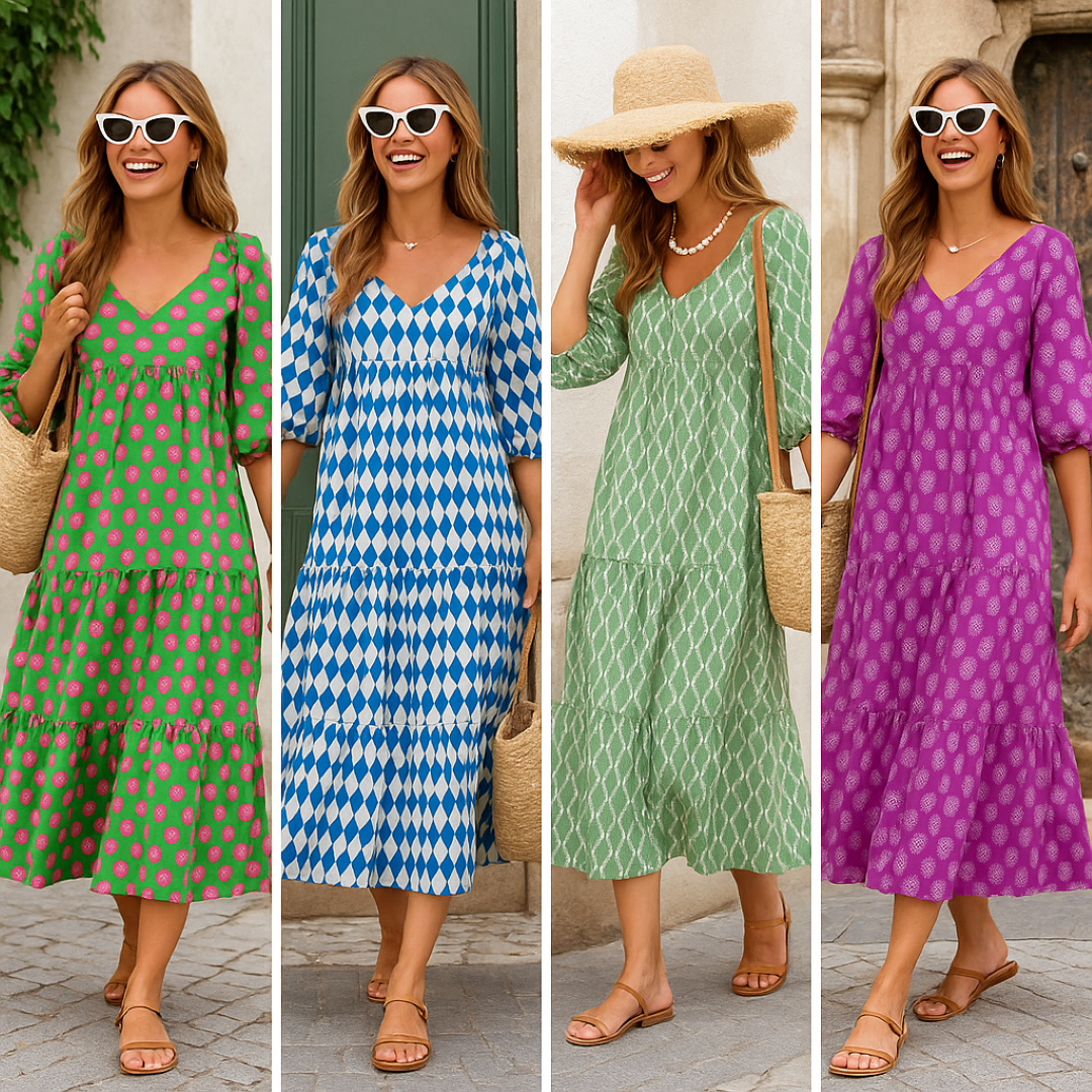 Lara | Abito lungo boho da tutti i giorni con stampa discreta - - casual dresses DRESS Dresses female dress Maxi Dresses Mini Dresses - Concept Palermo