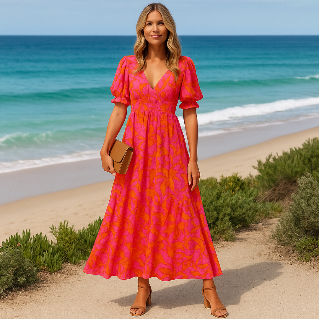 Nina | Abito lungo floreale vivace con maniche a sbuffo - - DRESS Dresses female dress Maxi Dresses Mini Dresses - Concept Palermo