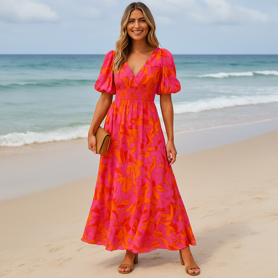 Nina | Abito lungo floreale vivace con maniche a sbuffo - - DRESS Dresses female dress Maxi Dresses Mini Dresses - Concept Palermo