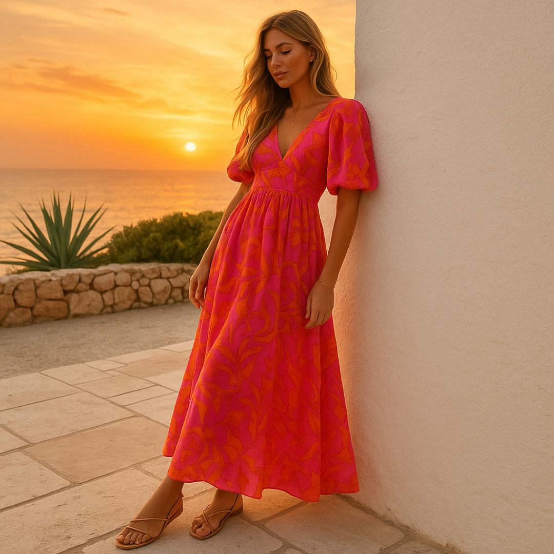 Nina | Abito lungo floreale vivace con maniche a sbuffo - - DRESS Dresses female dress Maxi Dresses Mini Dresses - Concept Palermo
