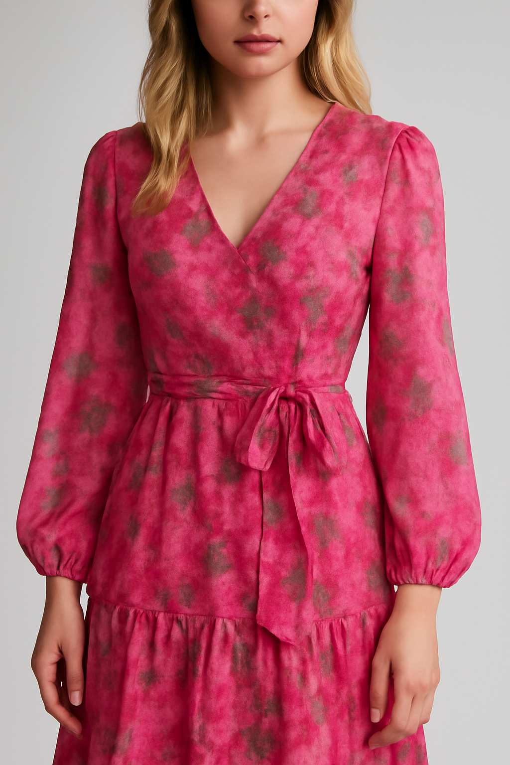 Rafaella | Eleganza floreale: abito lungo rosa a strati con cintura in vita - - DRESS Dresses female dress Maxi Dresses - Concept Palermo