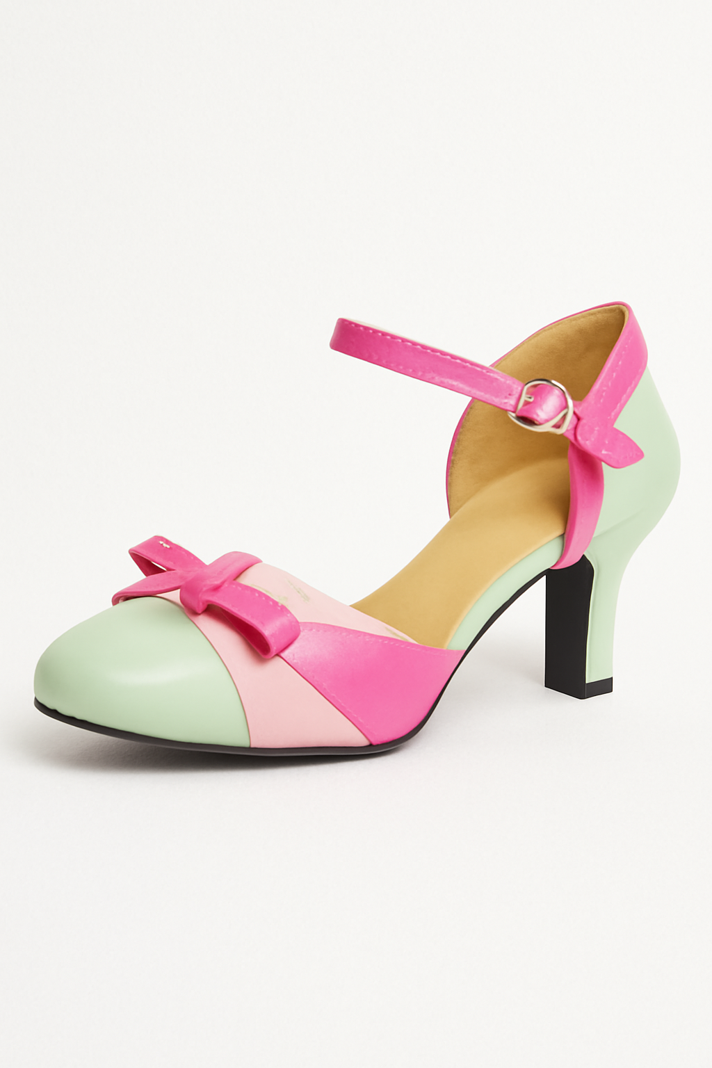Olivia | Eleganti sandali con tacco - Design colorblock alla moda con fiocco - Verde - casual sandals elegant sandals - Concept Palermo