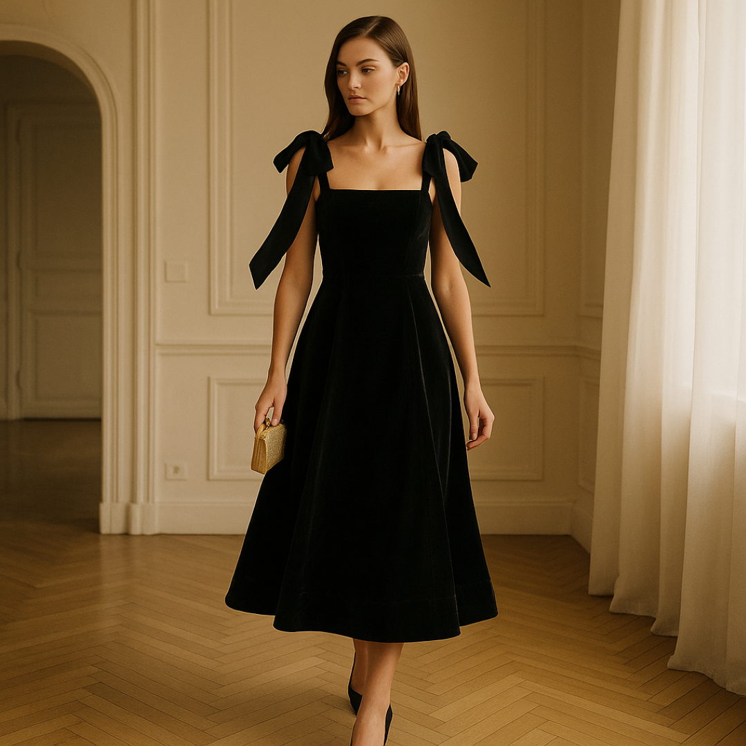 Aurelia | Abito midi con cinturino in velluto e fiocco - - Best Sellers Clothing daily Date Outfits Dresses Midi Dresses party Summer Wedding - Concept Palermo