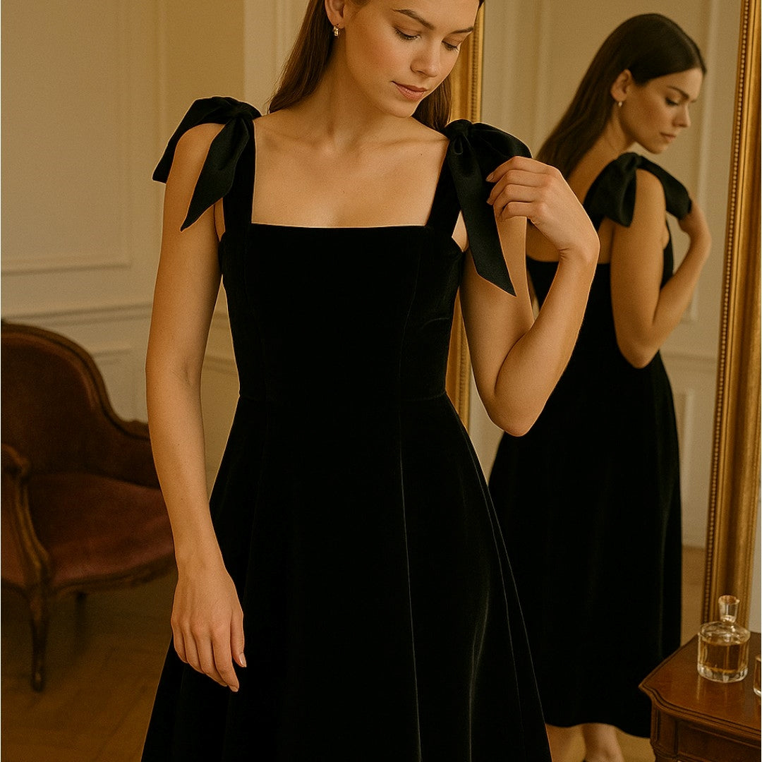 Aurelia | Abito midi con cinturino in velluto e fiocco - - Best Sellers Clothing daily Date Outfits Dresses Midi Dresses party Summer Wedding - Concept Palermo
