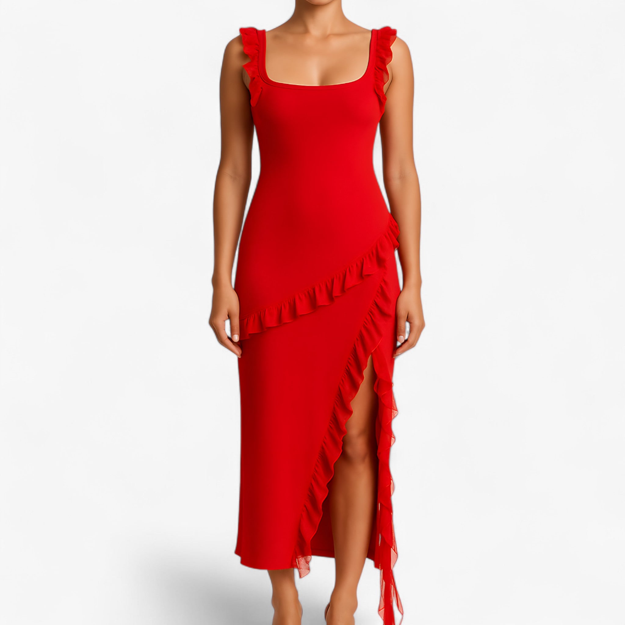 Romina | Abito midi con volant a cascata - - casual dresses DRESS Dresses female dress Maxi Dresses Mini Dresses - Concept Palermo