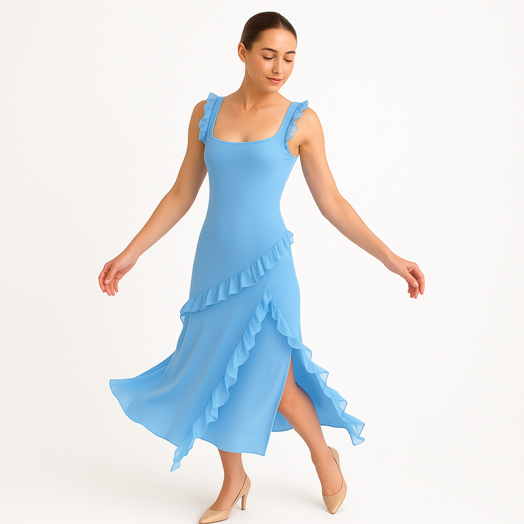 Romina | Abito midi con volant a cascata - - casual dresses DRESS Dresses female dress Maxi Dresses Mini Dresses - Concept Palermo