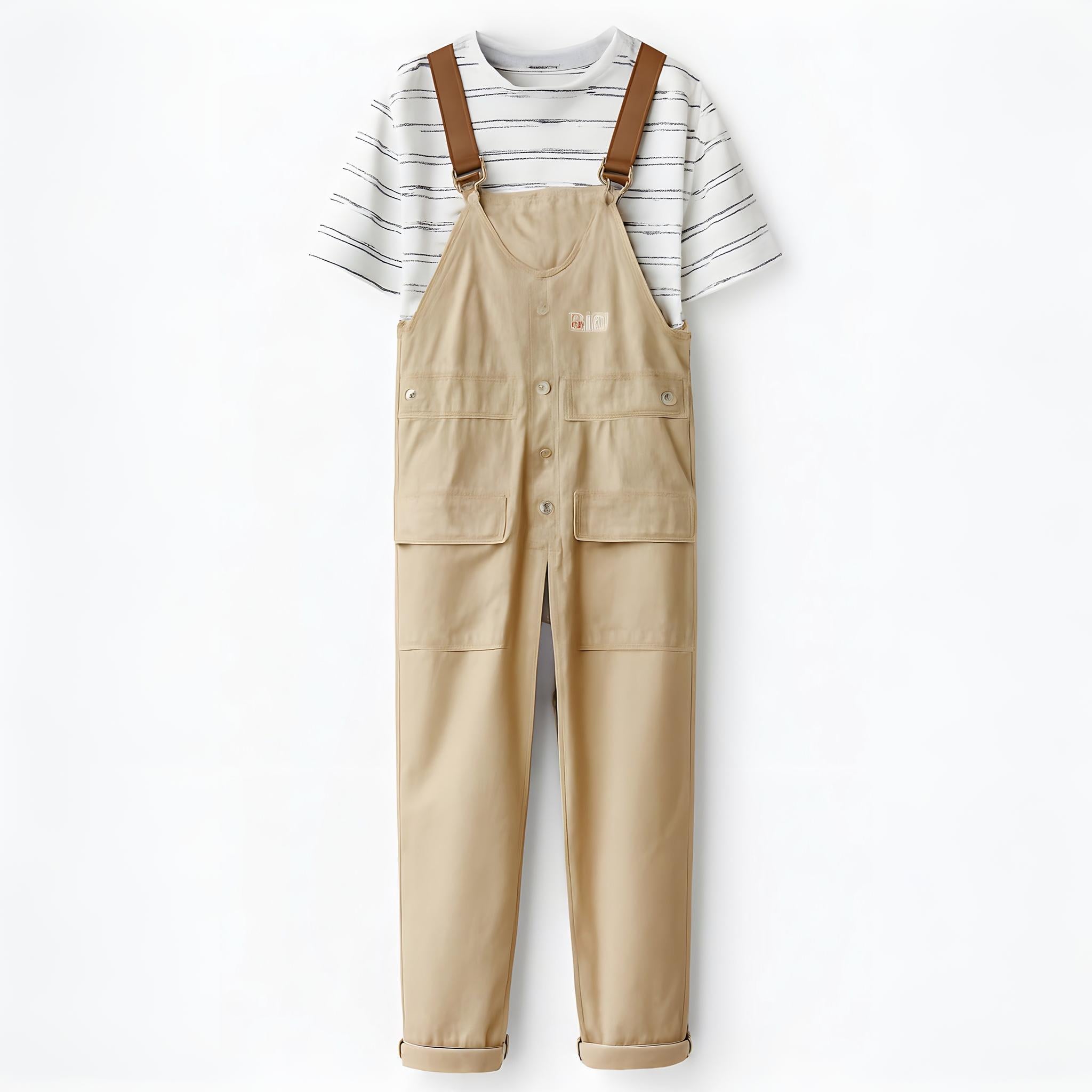 Elias | Salopette cargo utility da uomo - Vestibilità regolabile - Beige - jumpsuit - Concept Palermo