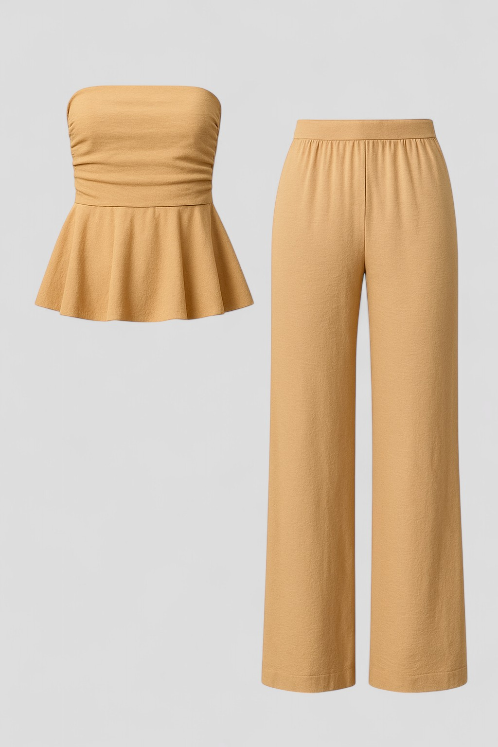 Marsilia | Completo Donna Morbido con Pantaloni e Top - Beige - abbigliamento comodo abbigliamento estivo completo donna coordinato casual materiali di alta qualità outfit alla moda pantaloni con tasche pantaloni morbidi taglia unica top elasticizzato - Concept Palermo
