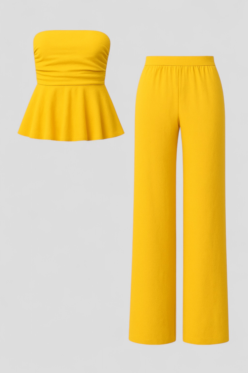 Marsilia | Completo Donna Morbido con Pantaloni e Top - Giallo - abbigliamento comodo abbigliamento estivo completo donna coordinato casual materiali di alta qualità outfit alla moda pantaloni con tasche pantaloni morbidi taglia unica top elasticizzato - Concept Palermo