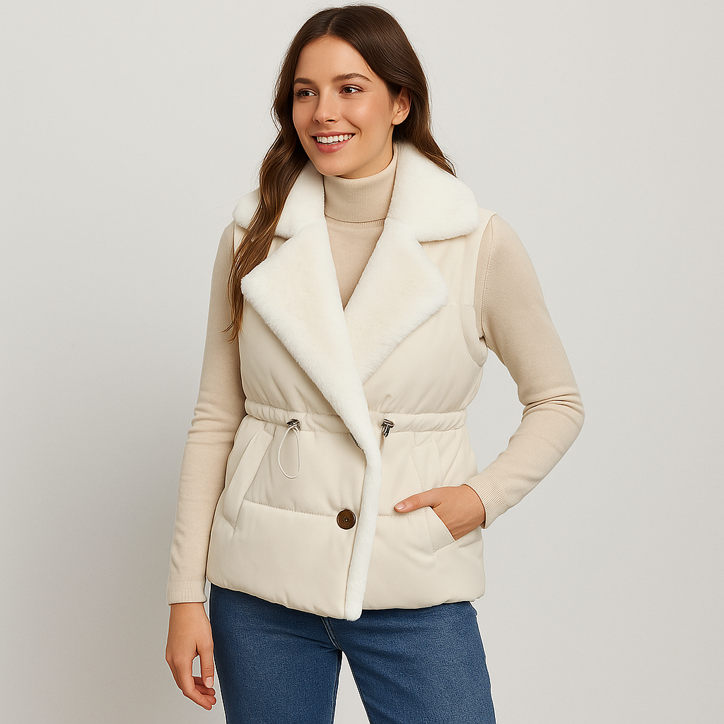 Alex | Gilet imbottito con collo in pelliccia sintetica – Vita regolabile, freddo - - jacket - Concept Palermo