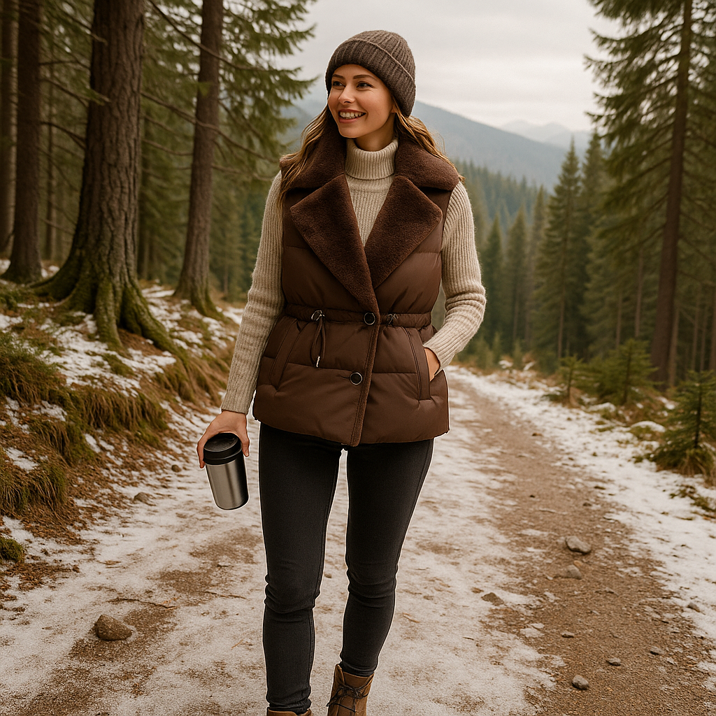 Alex | Gilet imbottito con collo in pelliccia sintetica – Vita regolabile, freddo - - jacket - Concept Palermo