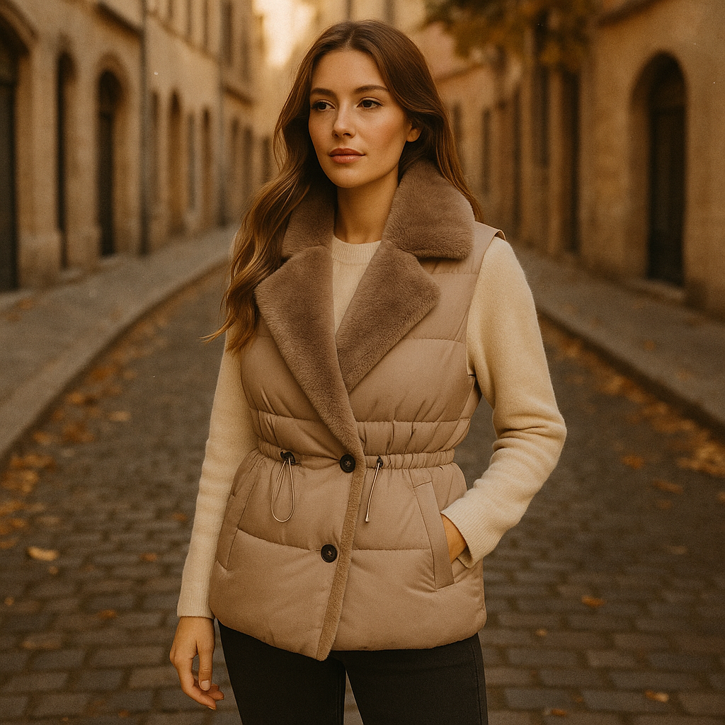 Alex | Gilet imbottito con collo in pelliccia sintetica – Vita regolabile, freddo - - jacket - Concept Palermo