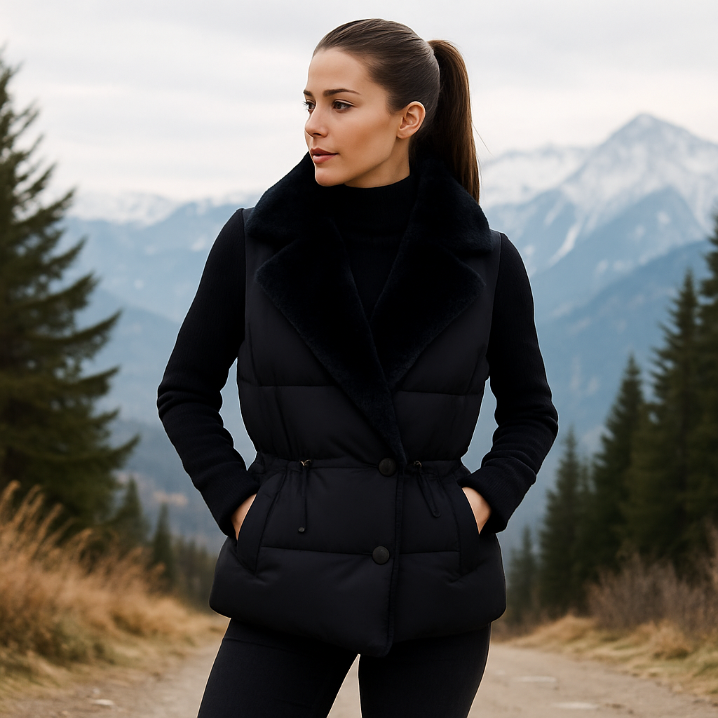 Alex | Gilet imbottito con collo in pelliccia sintetica – Vita regolabile, freddo - - jacket - Concept Palermo