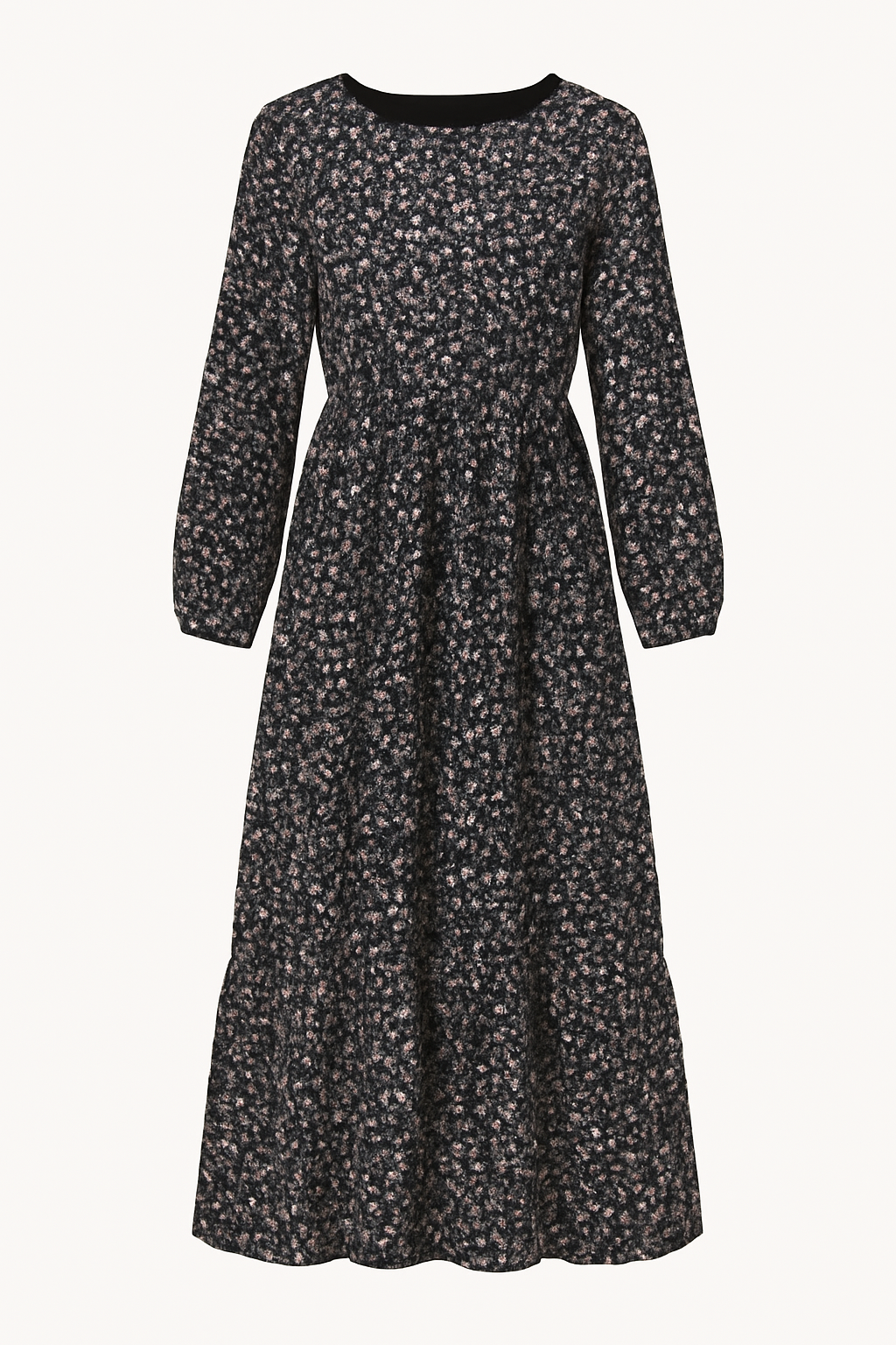 Thalia | Abito lungo floreale con maniche lunghe – Eleganza semplice per ogni occasione - Floreale nero 3 - casual dresses DRESS Dresses female dress Maxi Dresses - Concept Palermo