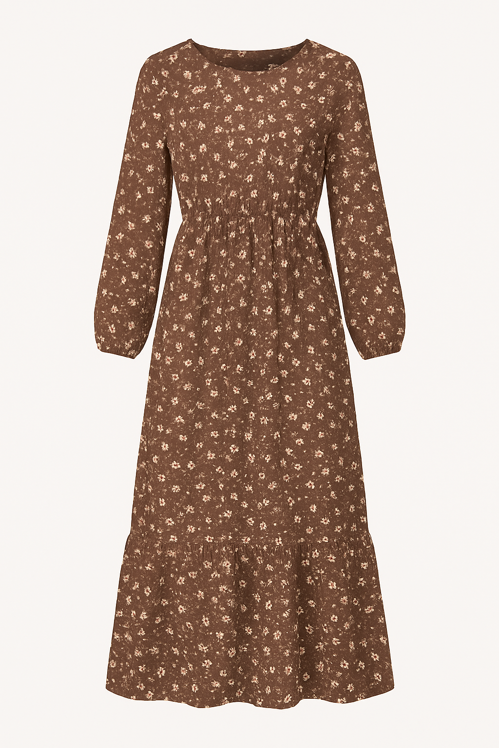 Thalia | Abito lungo floreale con maniche lunghe – Eleganza semplice per ogni occasione - Floreale marrone - casual dresses DRESS Dresses female dress Maxi Dresses - Concept Palermo
