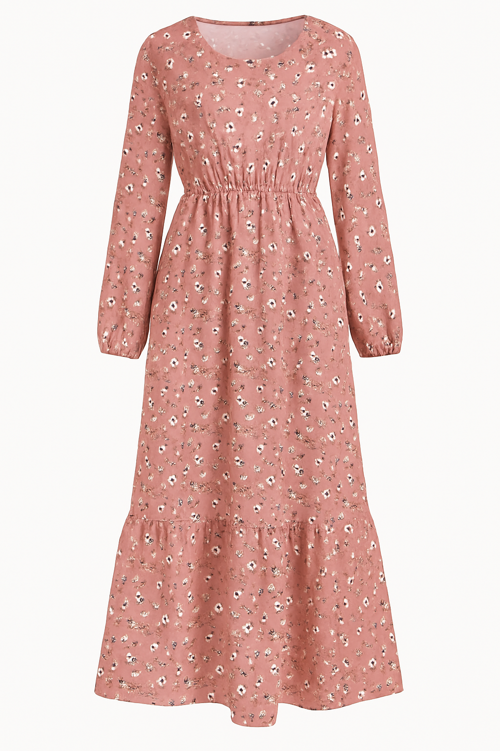 Thalia | Abito lungo floreale con maniche lunghe – Eleganza semplice per ogni occasione - Floreale rosa - casual dresses DRESS Dresses female dress Maxi Dresses - Concept Palermo