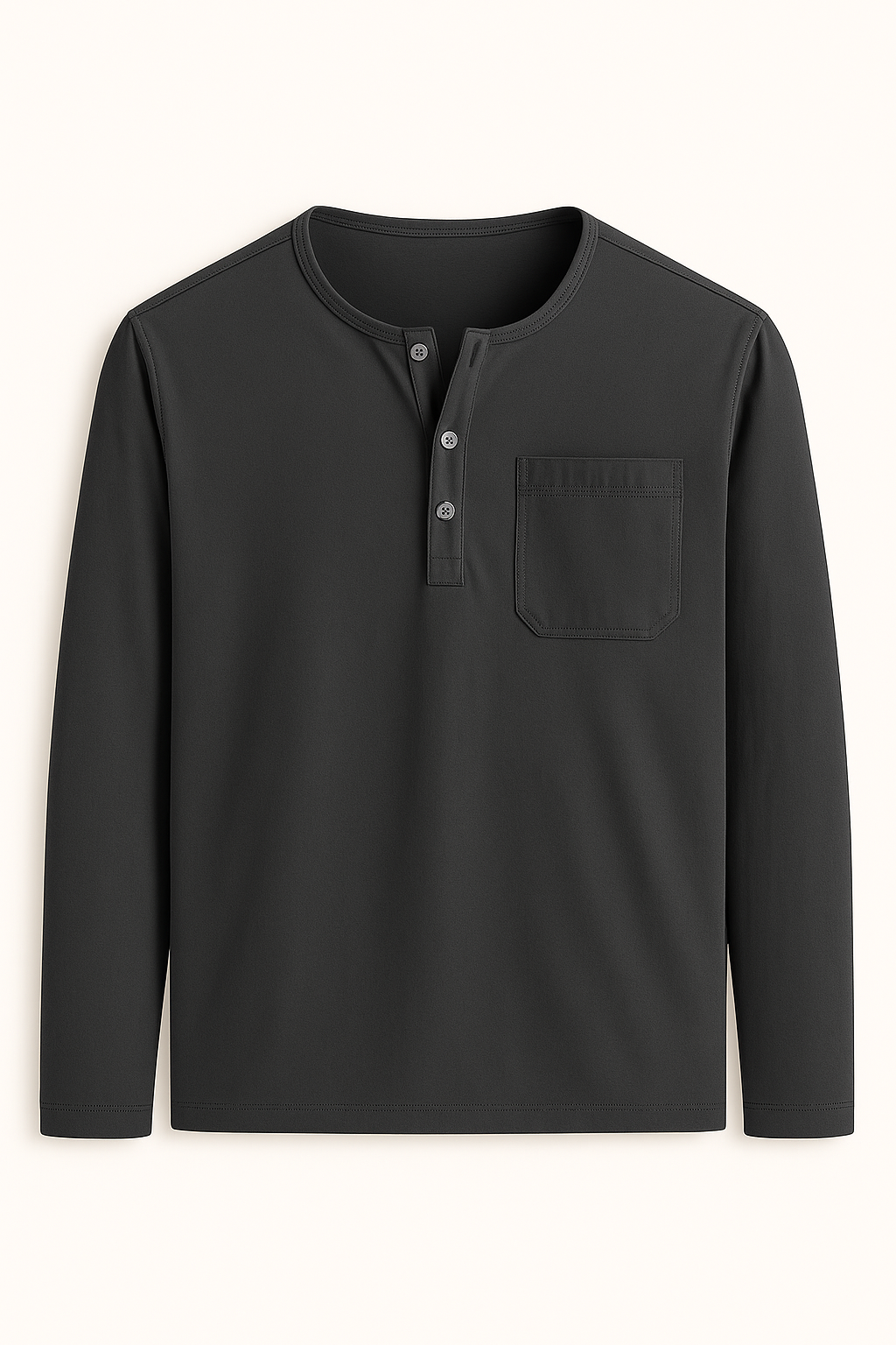 Roman | Maglia Henley Uomo a Maniche Lunghe – Stile Casual con Tasche e Colori Versatili - Nero - men's polo men's polo shirt Shirts und Polos - Concept Palermo