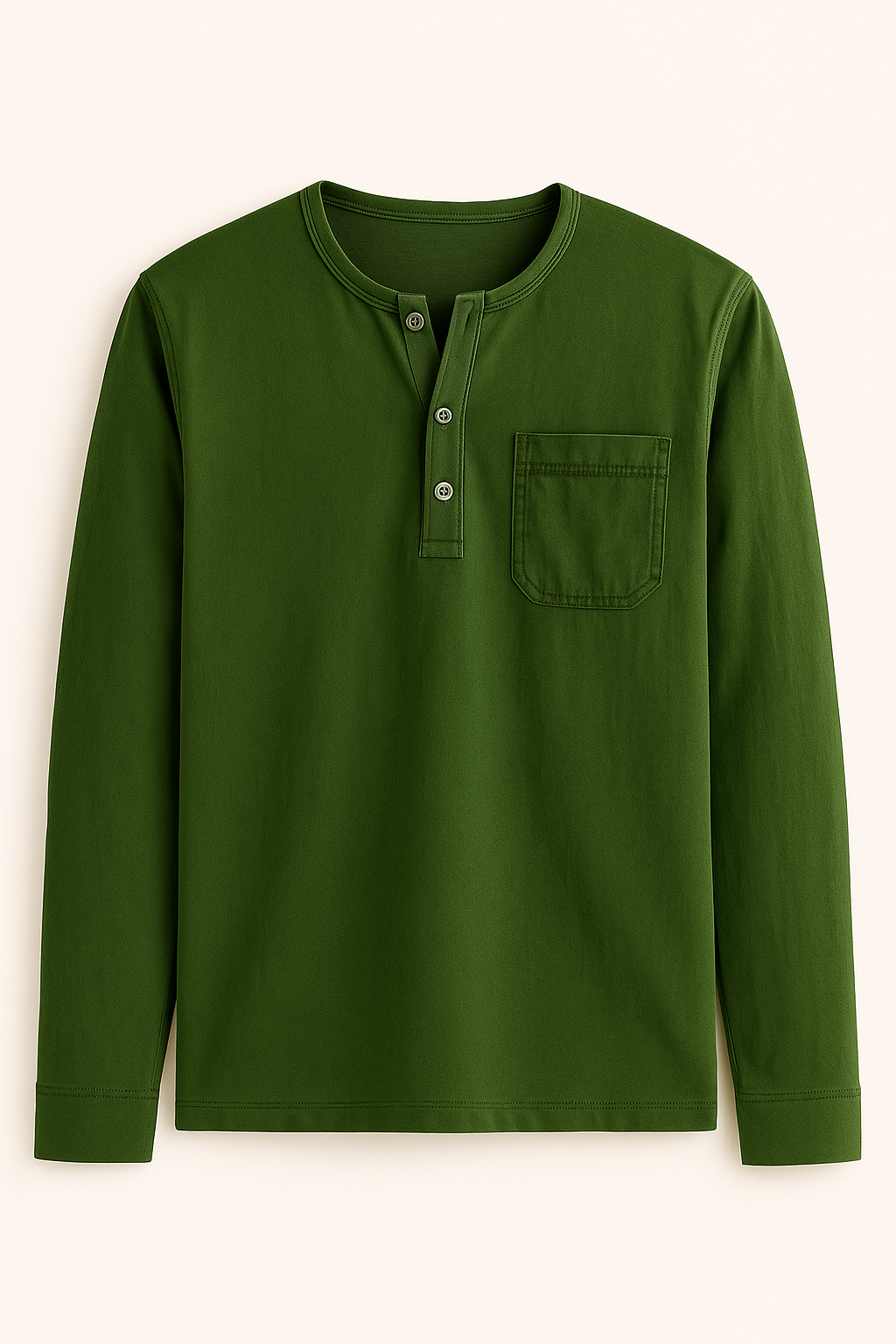 Roman | Maglia Henley Uomo a Maniche Lunghe – Stile Casual con Tasche e Colori Versatili - Verde Militare - men's polo men's polo shirt Shirts und Polos - Concept Palermo