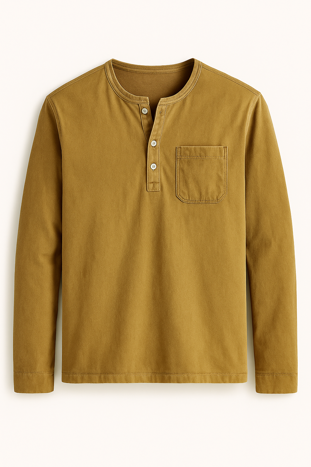Roman | Maglia Henley Uomo a Maniche Lunghe – Stile Casual con Tasche e Colori Versatili - Cachi - men's polo men's polo shirt Shirts und Polos - Concept Palermo