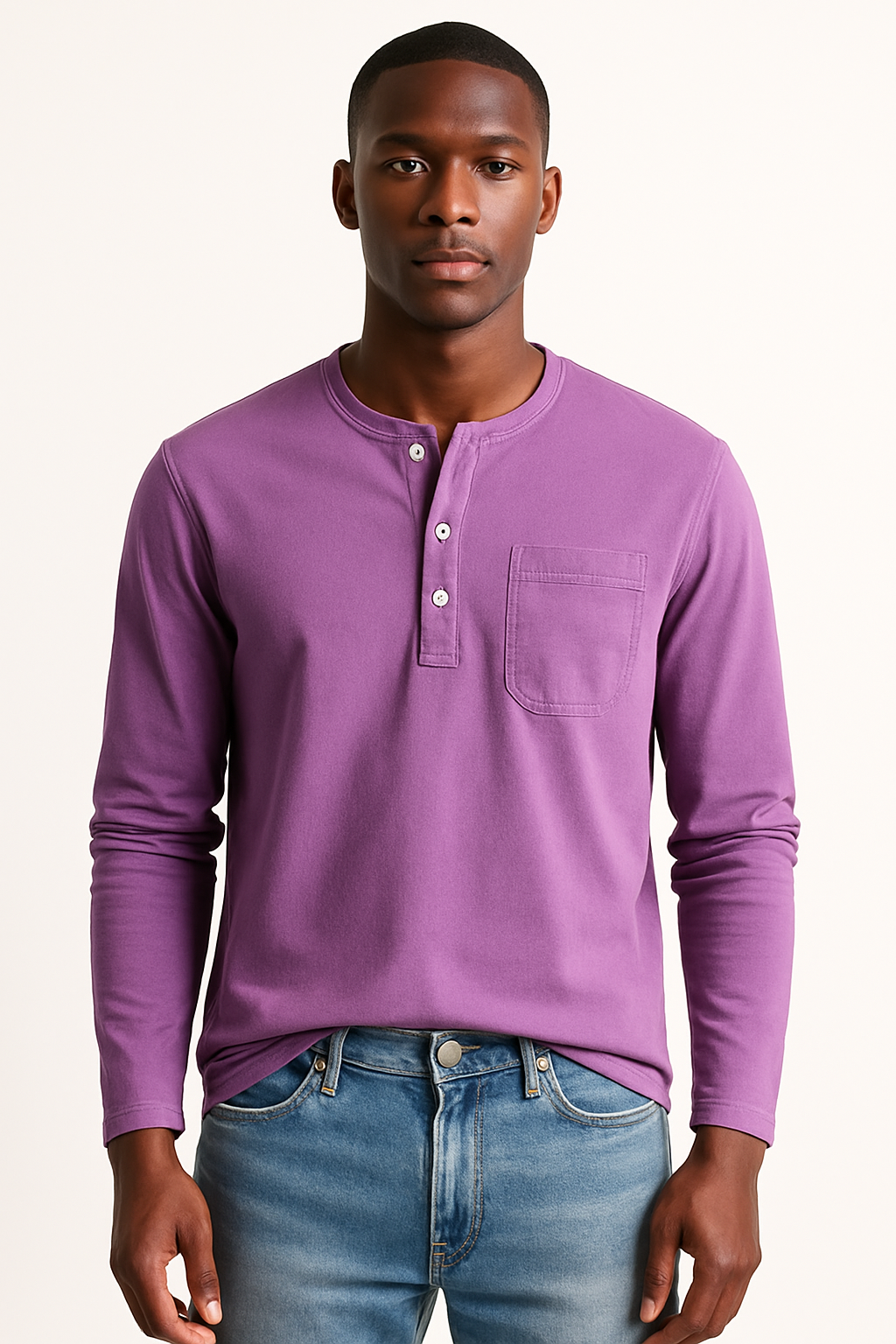 Roman | Maglia Henley Uomo a Maniche Lunghe – Stile Casual con Tasche e Colori Versatili - - men's polo men's polo shirt Shirts und Polos - Concept Palermo