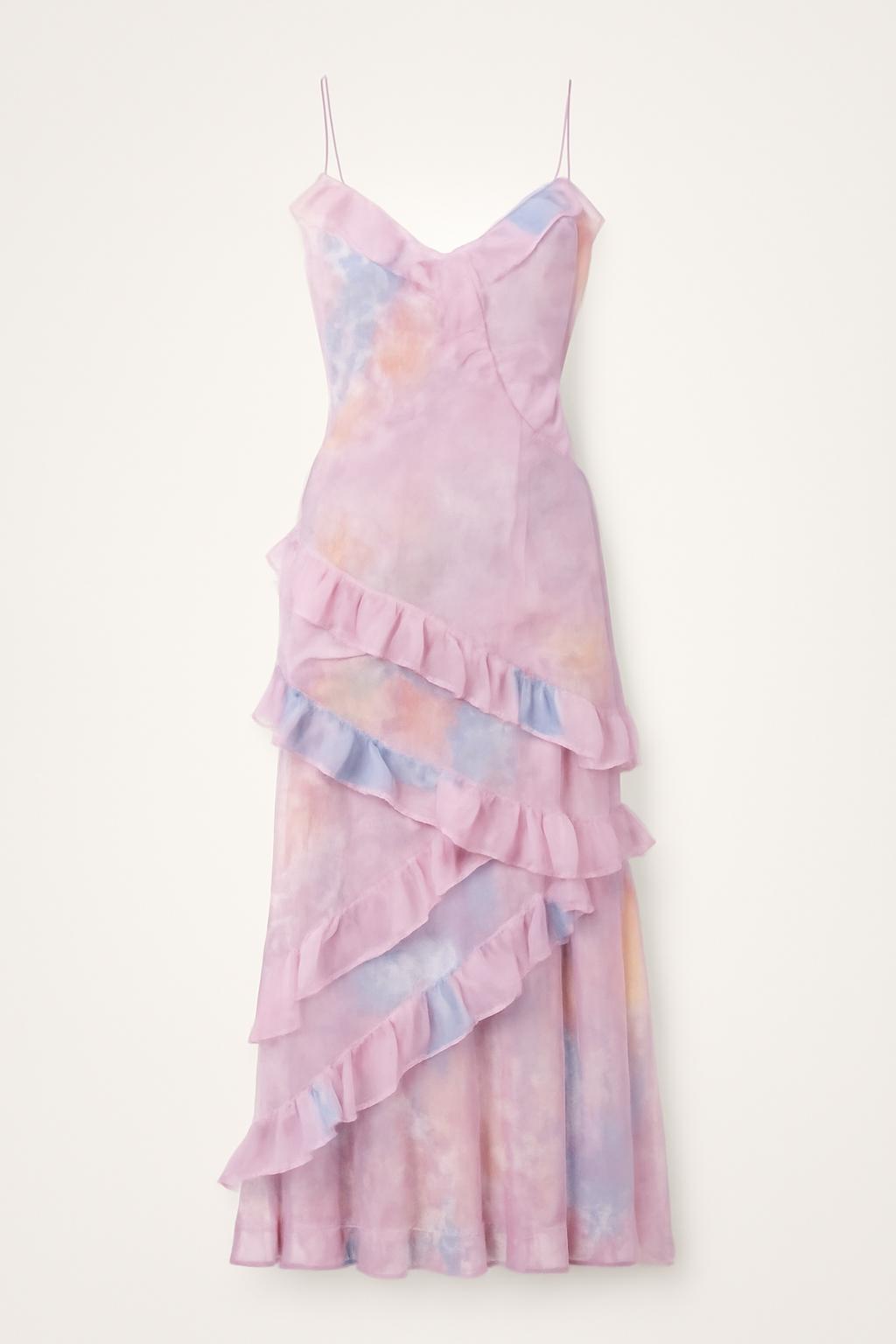 Penelope | Abito lungo con volant floreali – Eleganza morbida e sognante in tonalità pastello - Rosa - DRESS Dresses female dress Maxi Dresses - Concept Palermo
