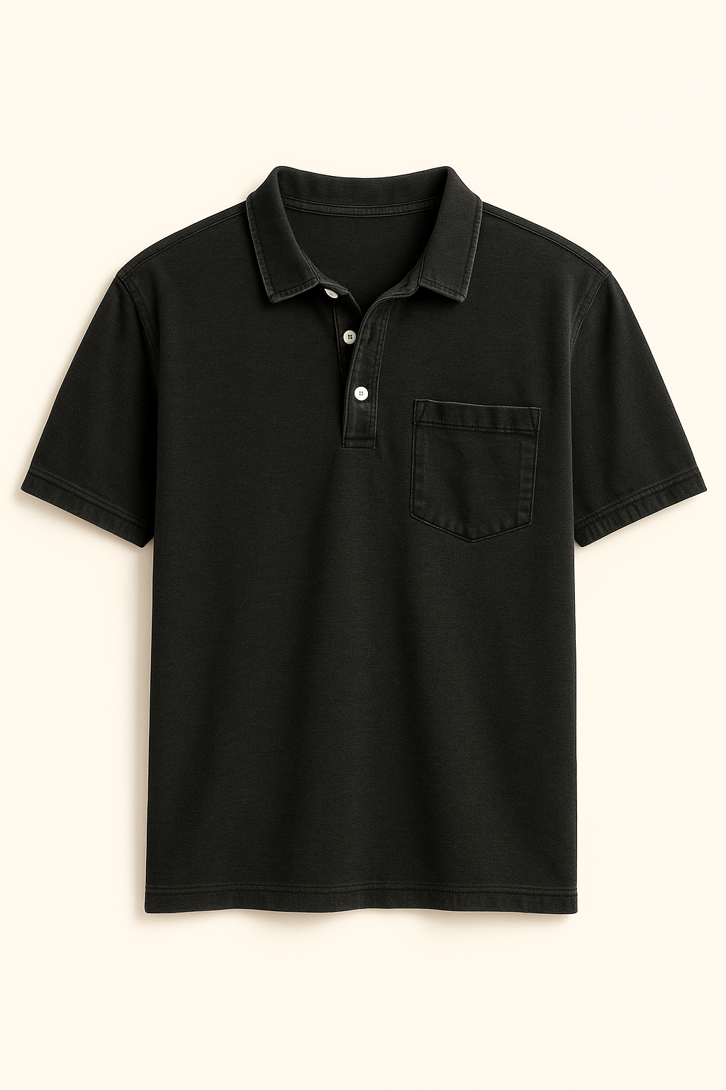 Samuel | Polo da uomo tinta in capo con taschino sul petto - Nero - men's polo men's polo shirt Shirts und Polos - Concept Palermo
