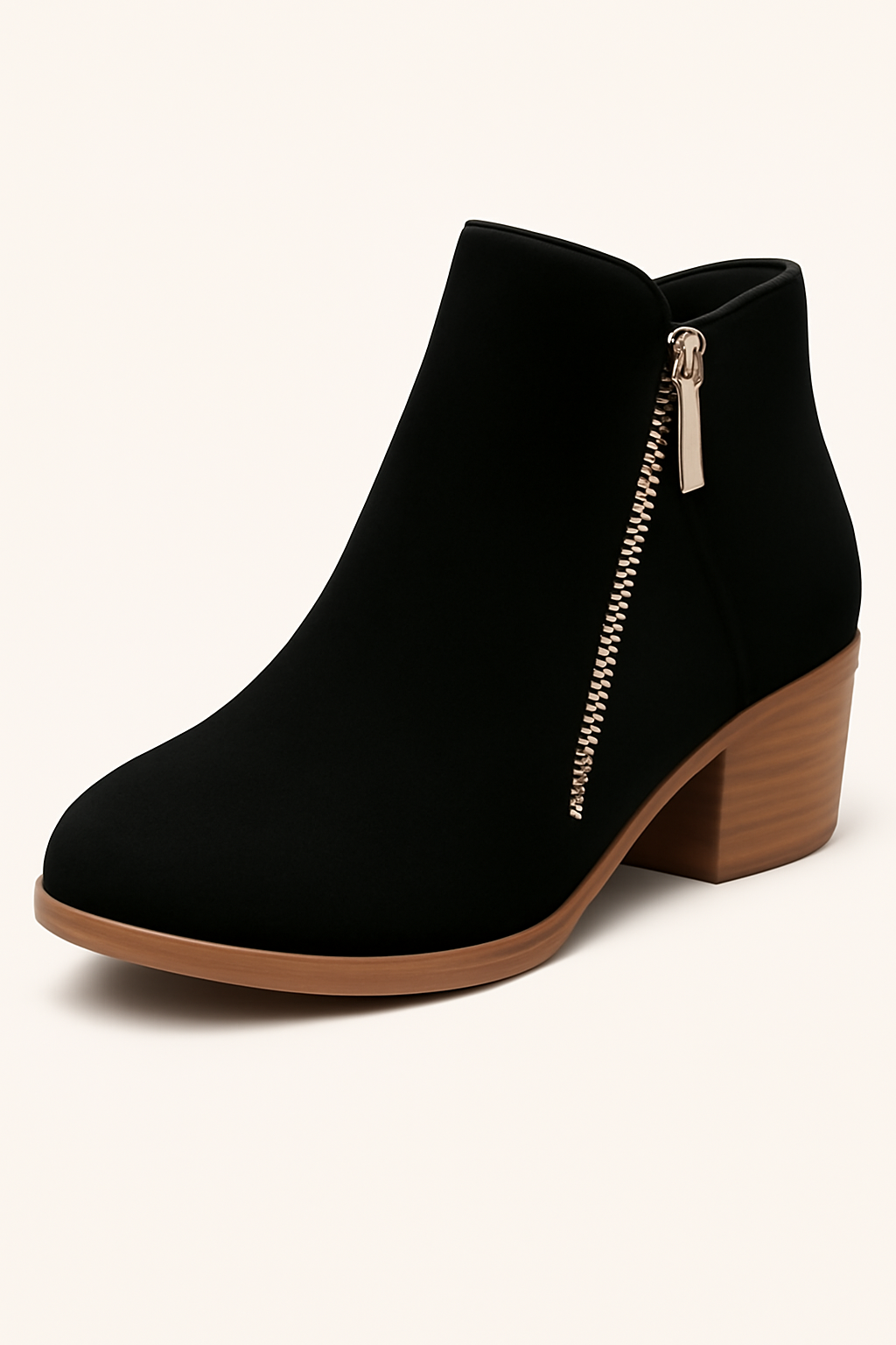 Bridget | Eleganti stivaletti in pelle scamosciata con dettaglio cerniera - Nera - BOOTS Boots & Shoes - Concept Palermo