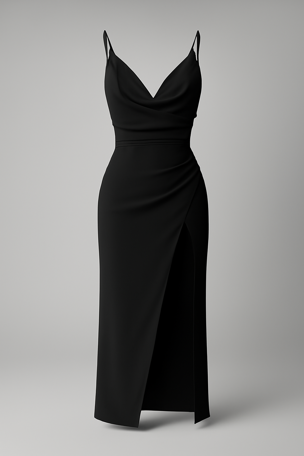 Mirriam | Elegante abito midi drappeggiato con spacco laterale - Nera - DRESS Dresses female dress Maxi dress Maxi Dresses - Concept Palermo