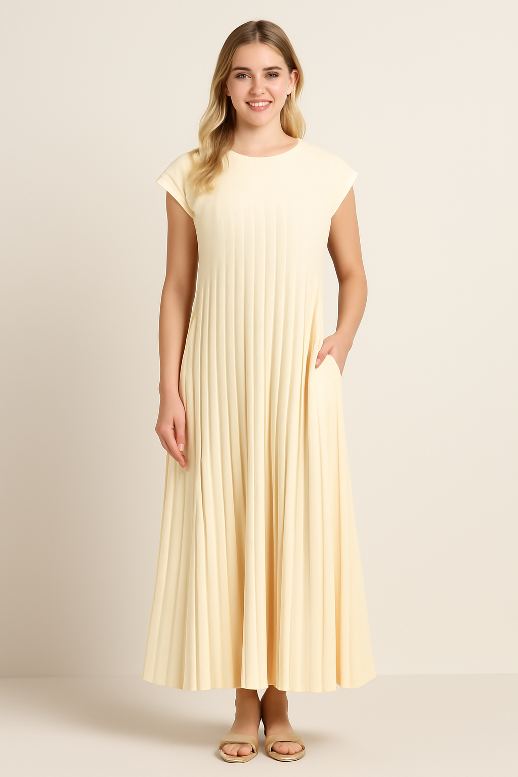 Vera | Abito lungo plissettato – Elegante e fluido con un tocco femminile - - Dames DRESS female dress Jurk - Concept Palermo
