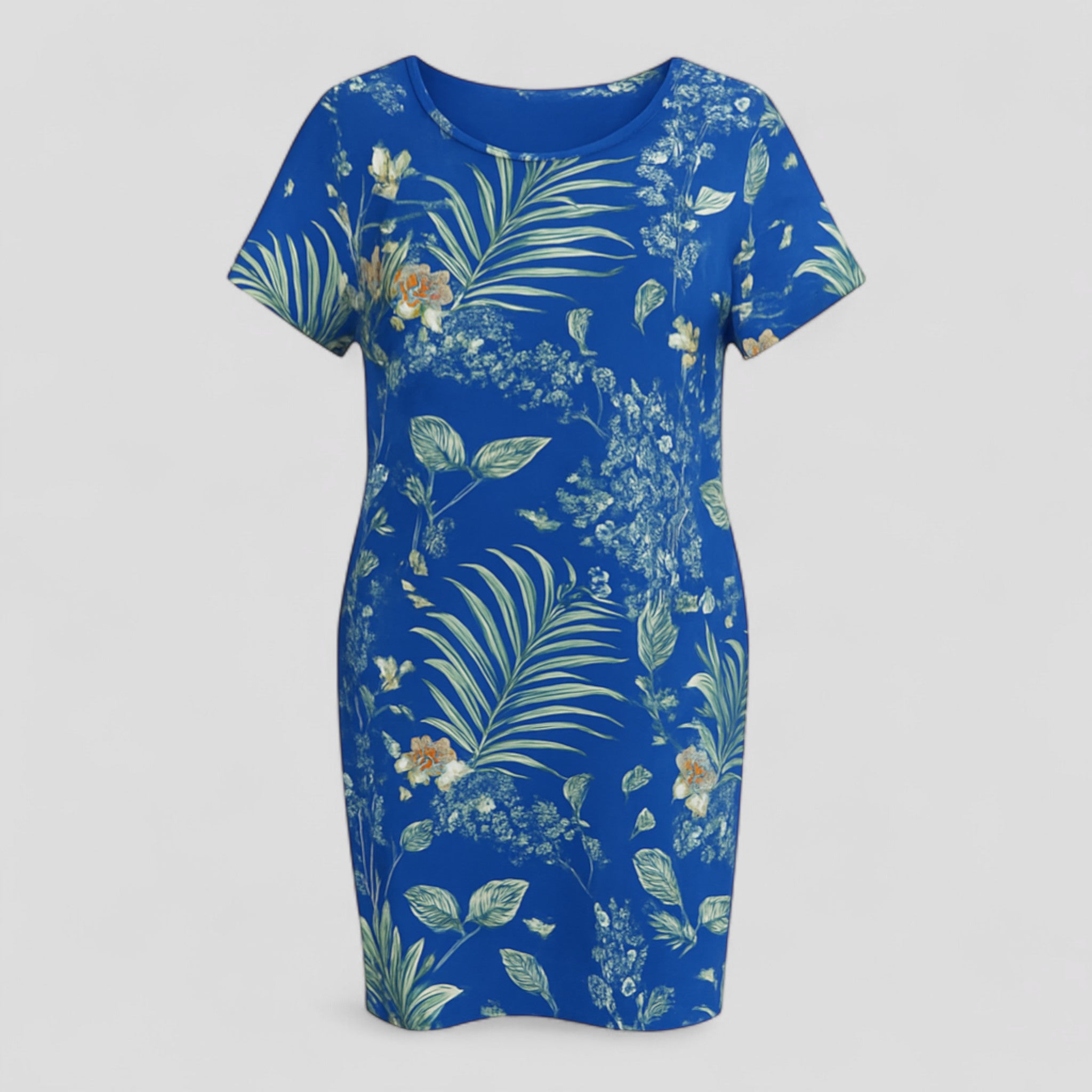 Carmine | Abito Donna Casual Stampa Naturale Comodo - Blu 1 - abbigliamento comodo abito casual abito con stampa abito versatile moda femminile stile informale tessuto traspirante vestibilità ampia vestito estivo - Concept Palermo