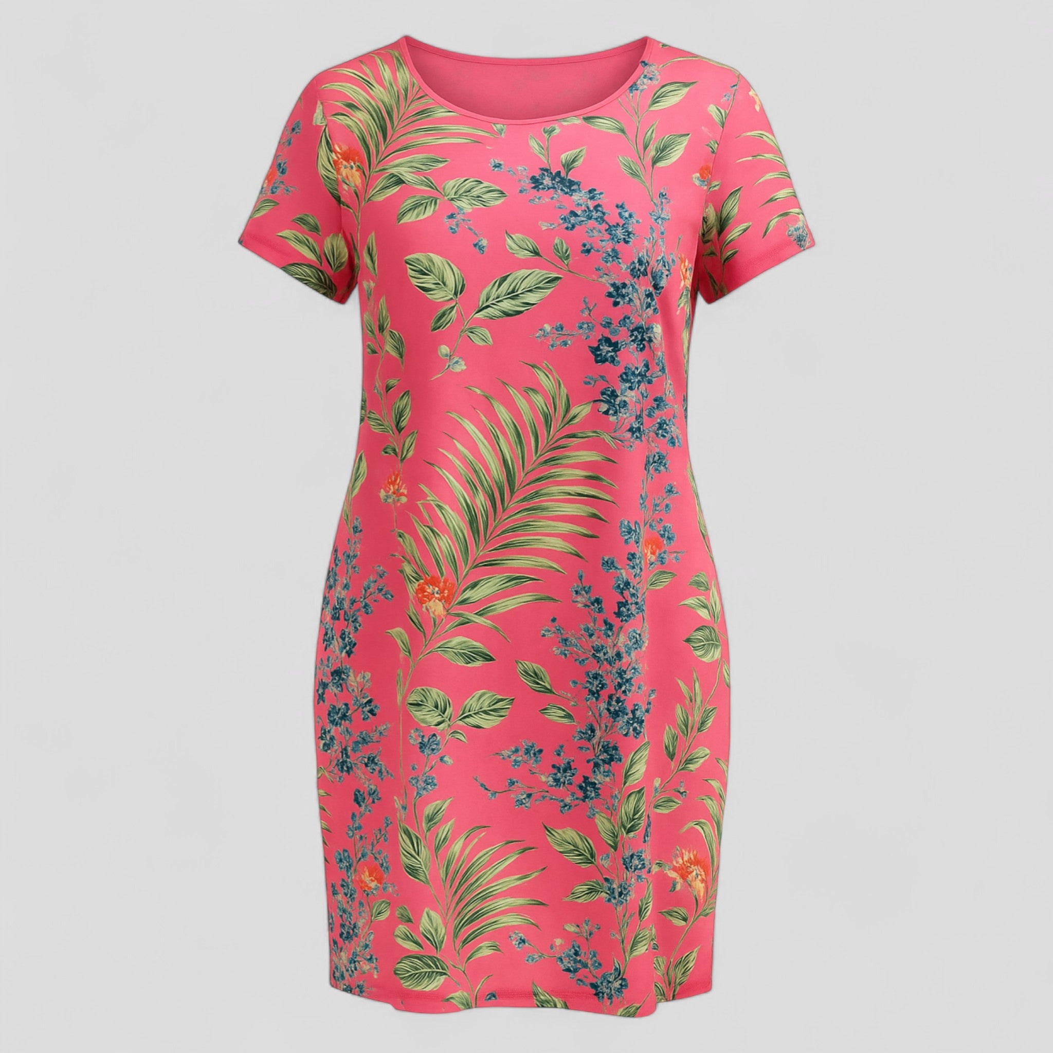 Carmine | Abito Donna Casual Stampa Naturale Comodo - Rosa - abbigliamento comodo abito casual abito con stampa abito versatile moda femminile stile informale tessuto traspirante vestibilità ampia vestito estivo - Concept Palermo