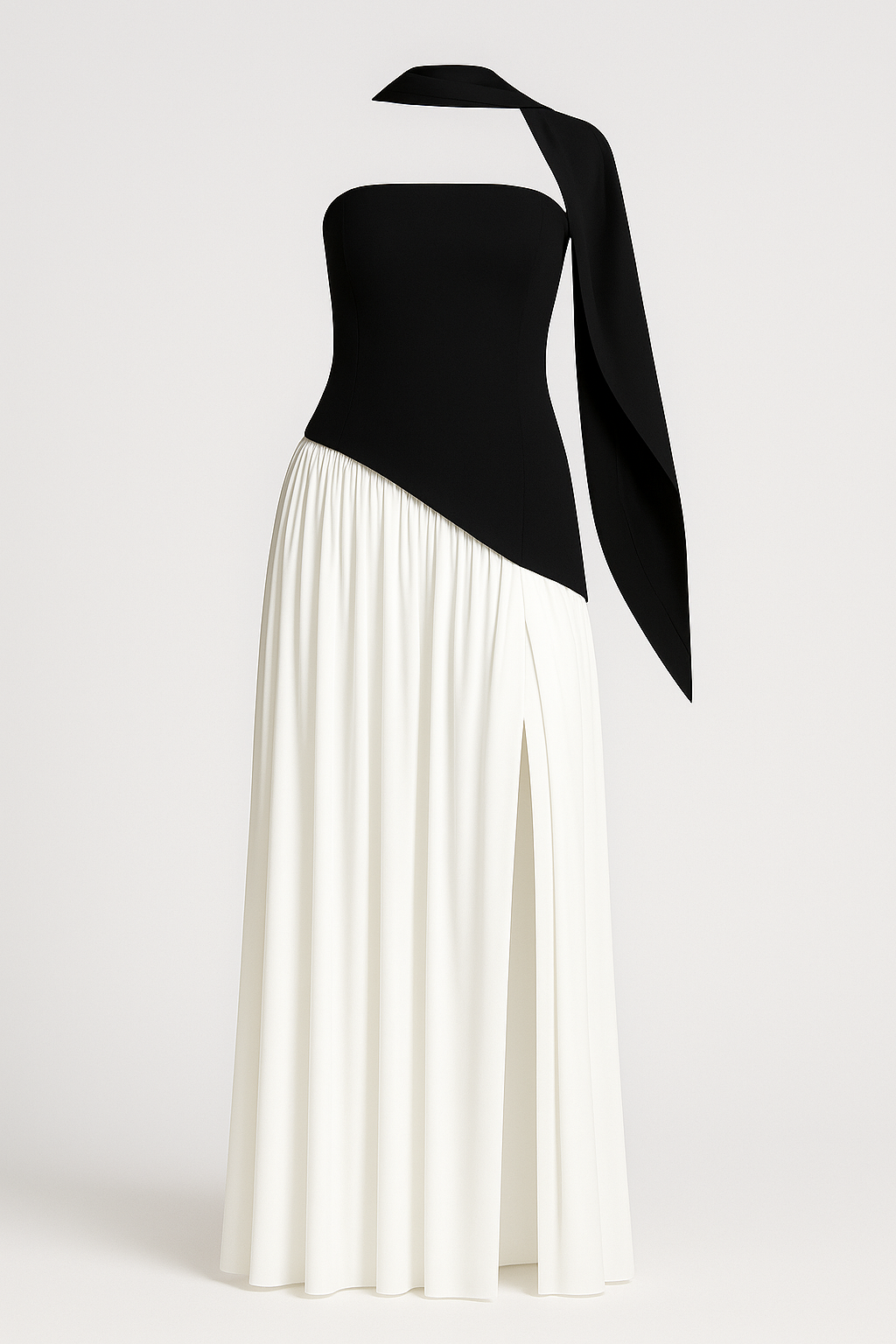 Maliyah | Abito elegante con scollo dritto e spacco laterale