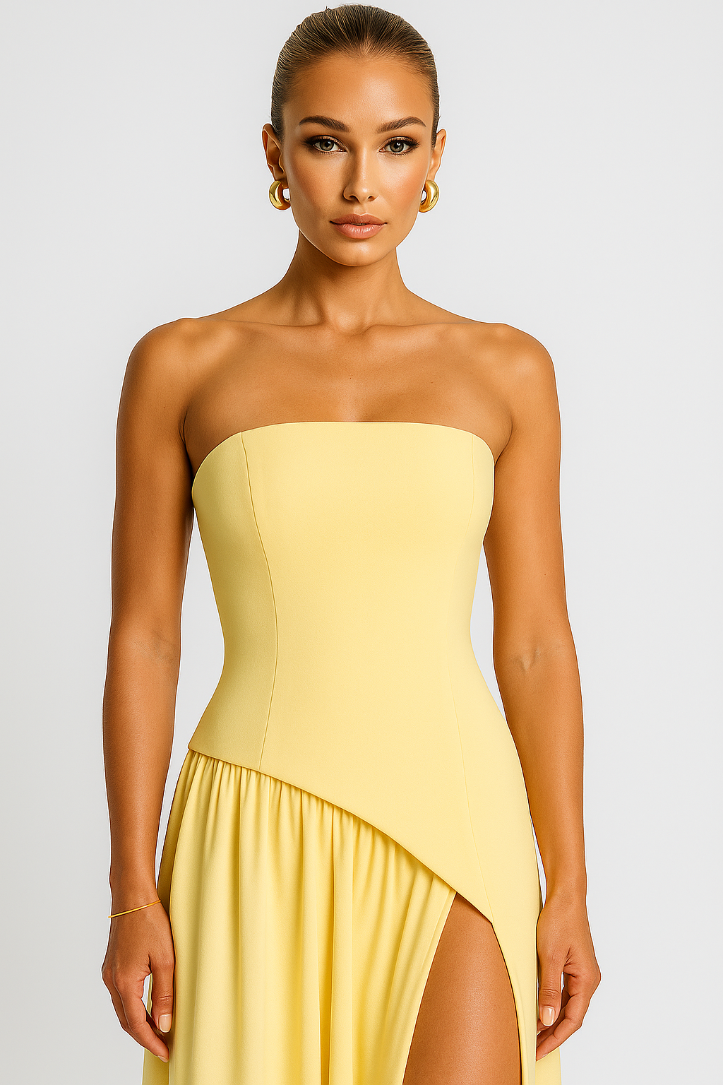 Maliyah | Abito elegante con scollo dritto e spacco laterale