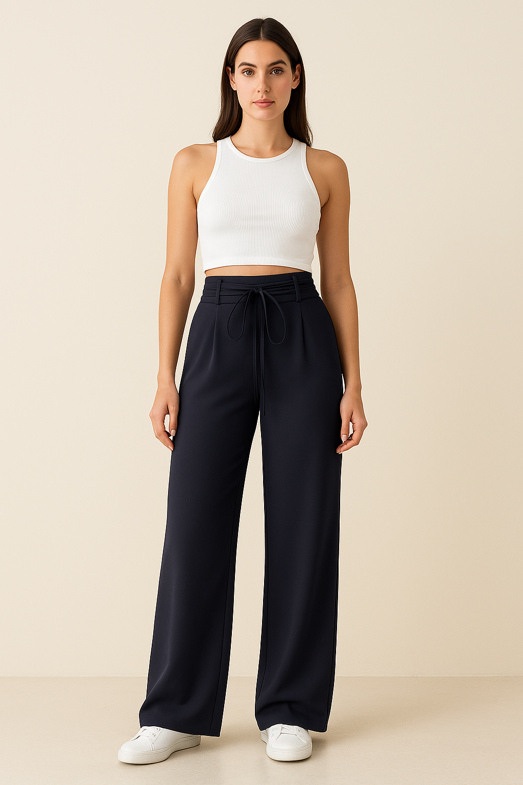 Luna | Pantaloni palazzo a vita alta con lacci – Eleganza e comodità - - suits and pants - Concept Palermo