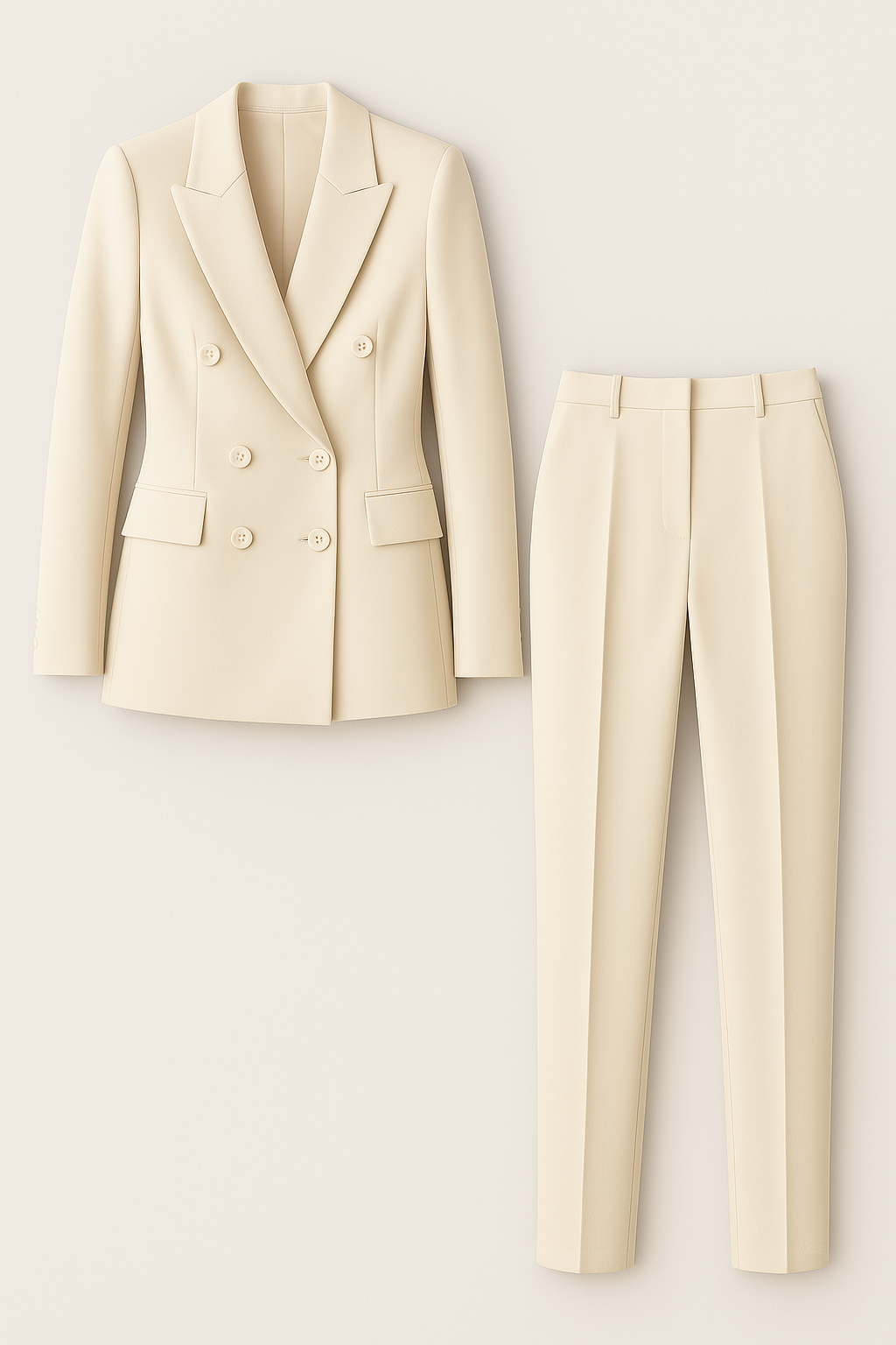 Madison | Completo elegante – Blazer doppiopetto con pantaloni slim fit - Crema - suits and pants - Concept Palermo