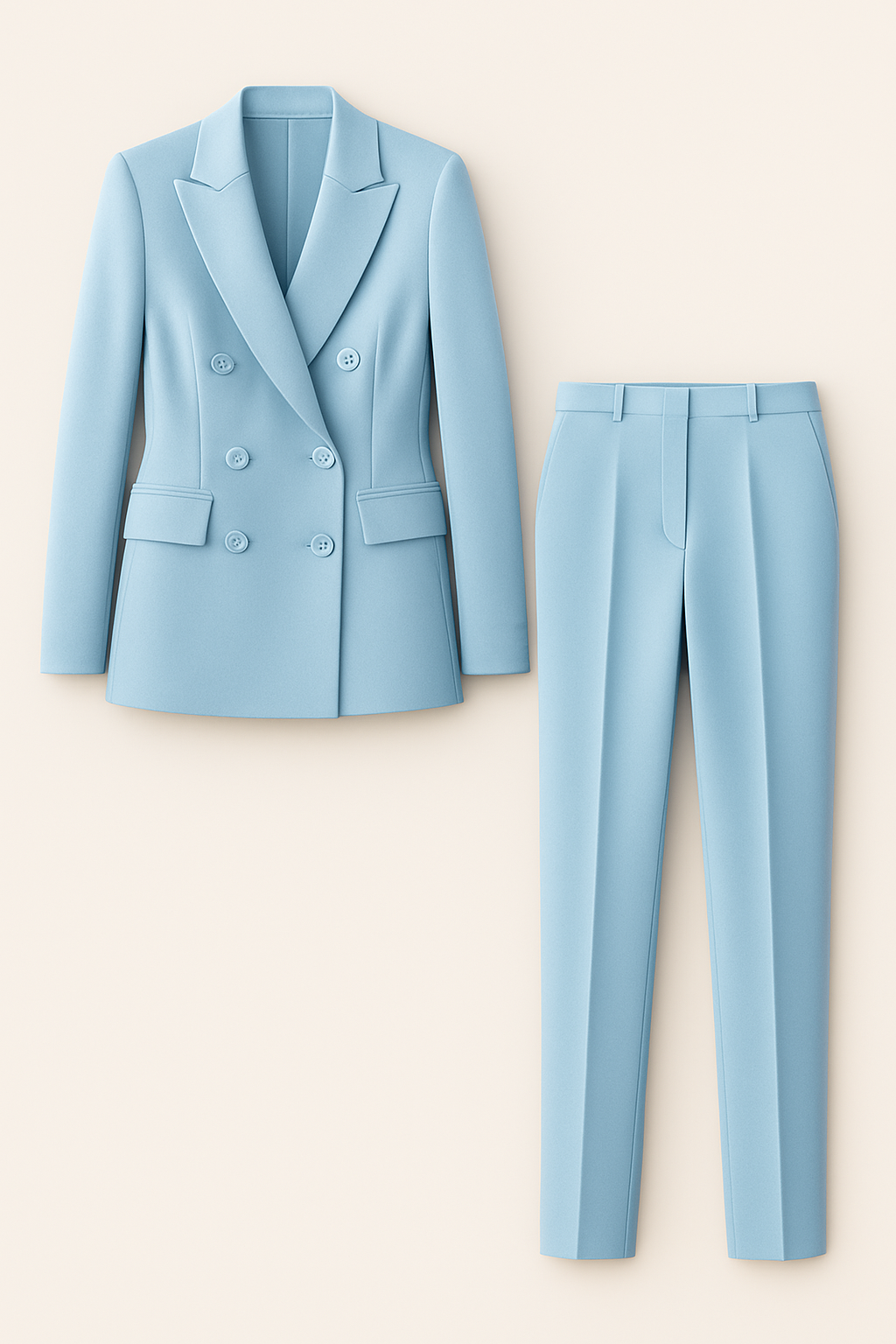 Madison | Completo elegante – Blazer doppiopetto con pantaloni slim fit - Azzurro chiaro - suits and pants - Concept Palermo