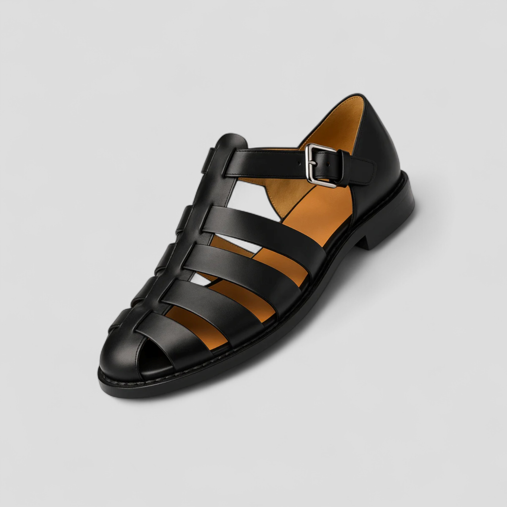 Lorenzo | Sandali estivi classici in pelle con fibbia - Nero - BESTSELLER Bestsellers fashion sandals - Concept Palermo