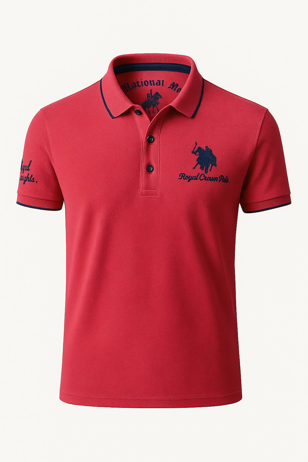 Valerio | Polo elegante con dettagli ricamati a contrasto - Rosso - men's polo men's polo shirt polo shirts & polos Shirts und Polos - Concept Palermo